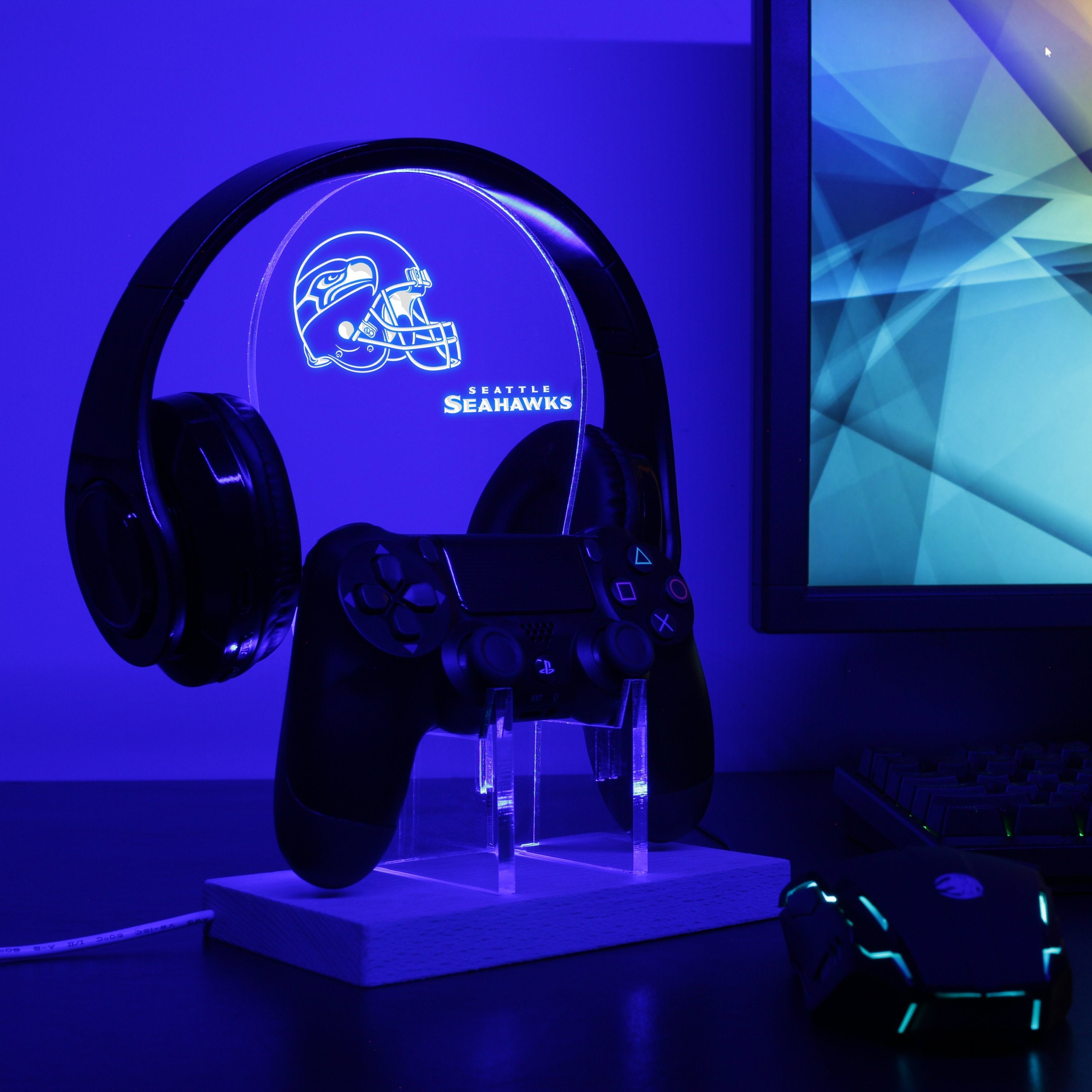 Seattle Seahawks Helmet LED Gaming Headset Controller Stand