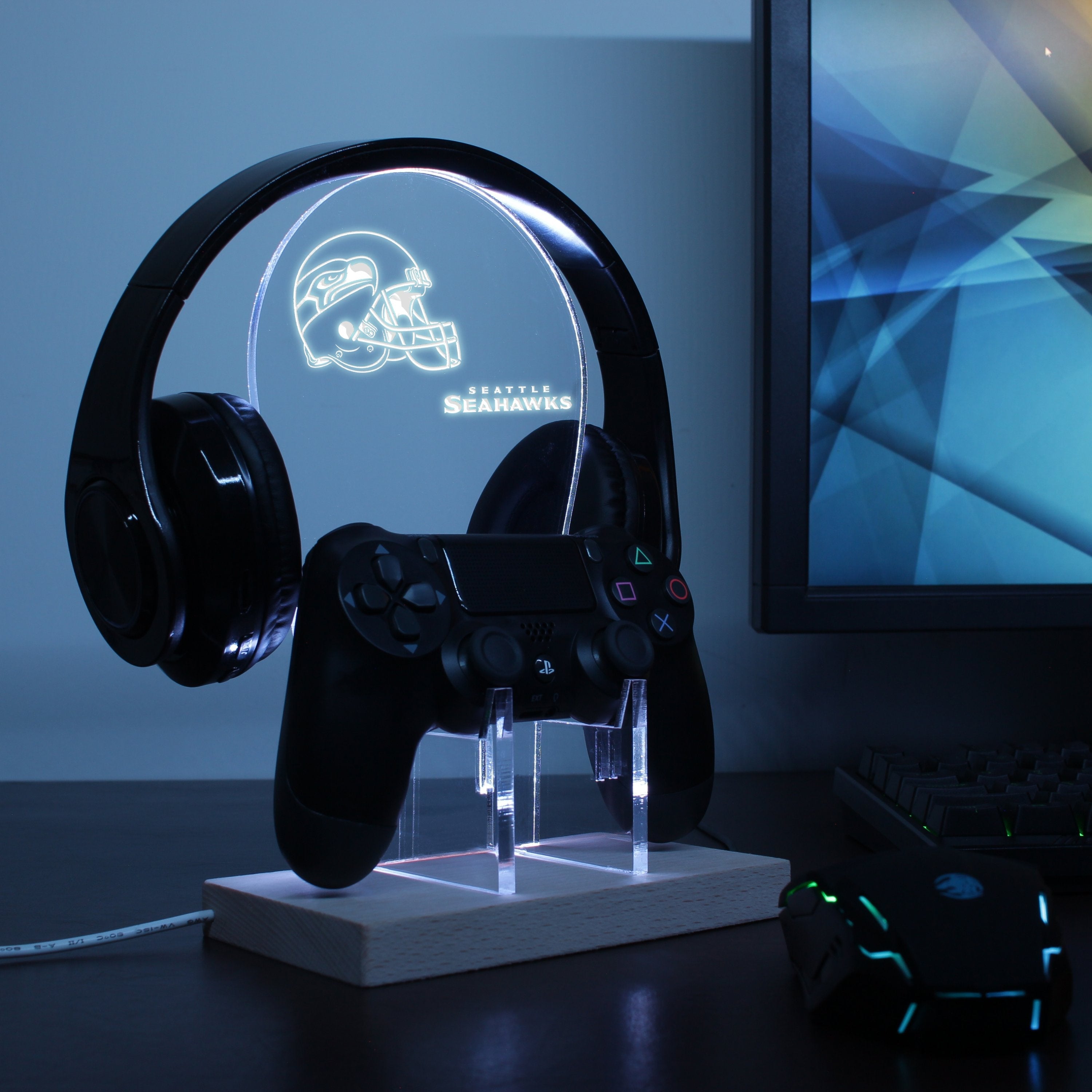 Seattle Seahawks Helmet LED Gaming Headset Controller Stand