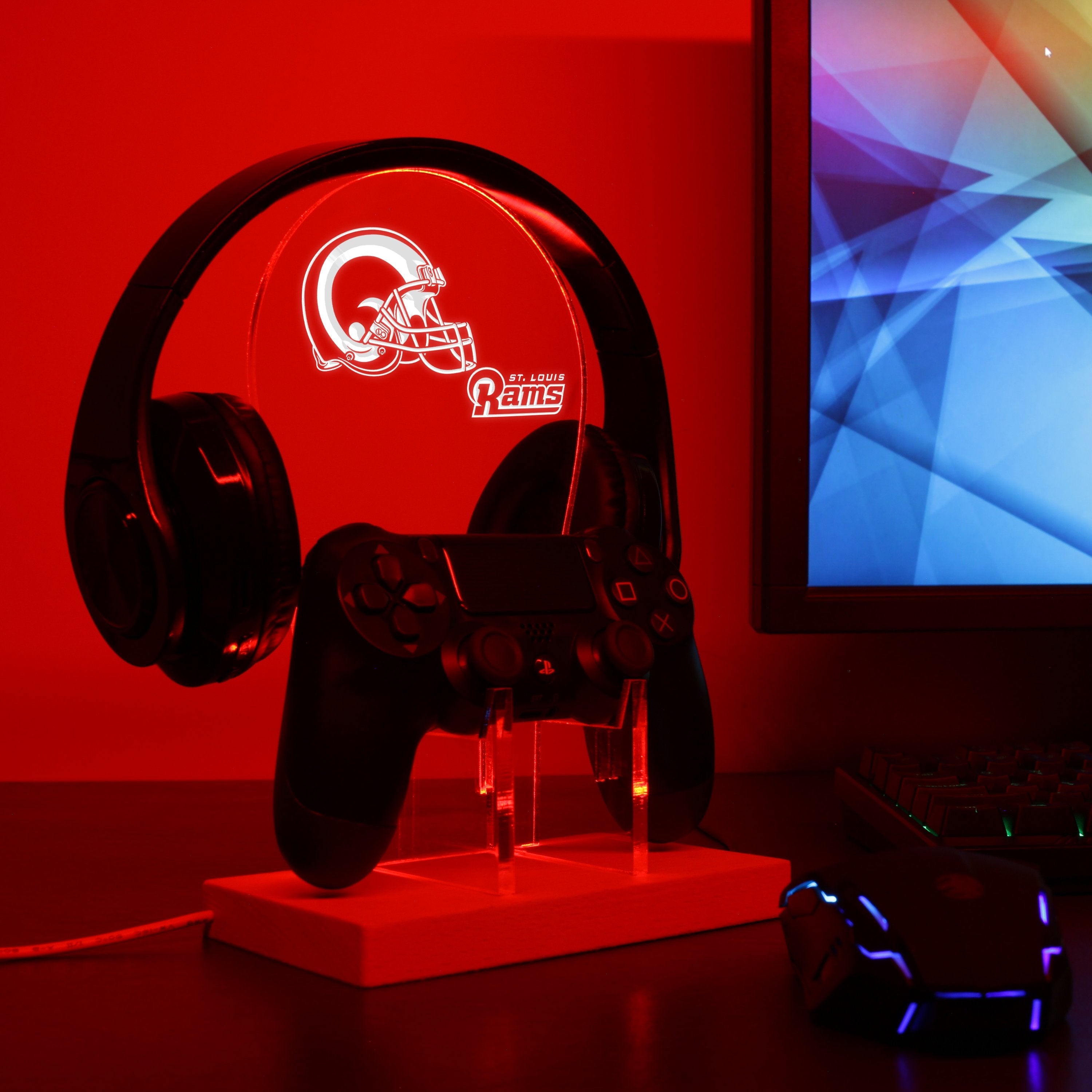 St. Louis Rams Helmet LED Gaming Headset Controller Stand