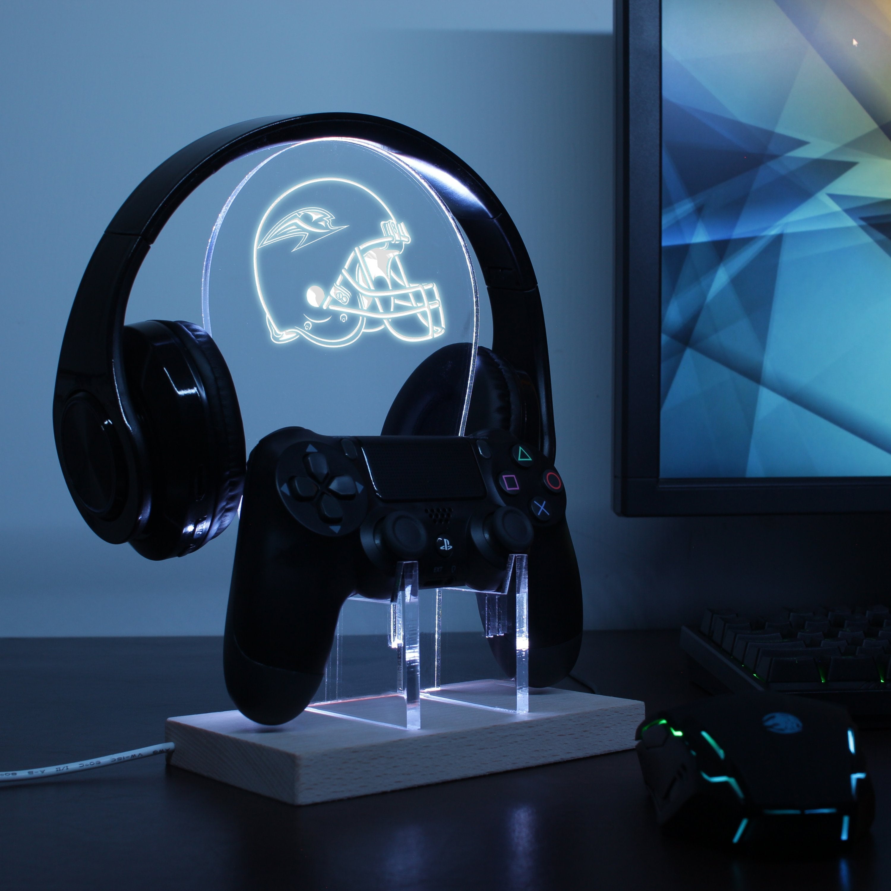 The Los Angeles Avengers Helmet LED Gaming Headset Controller Stand