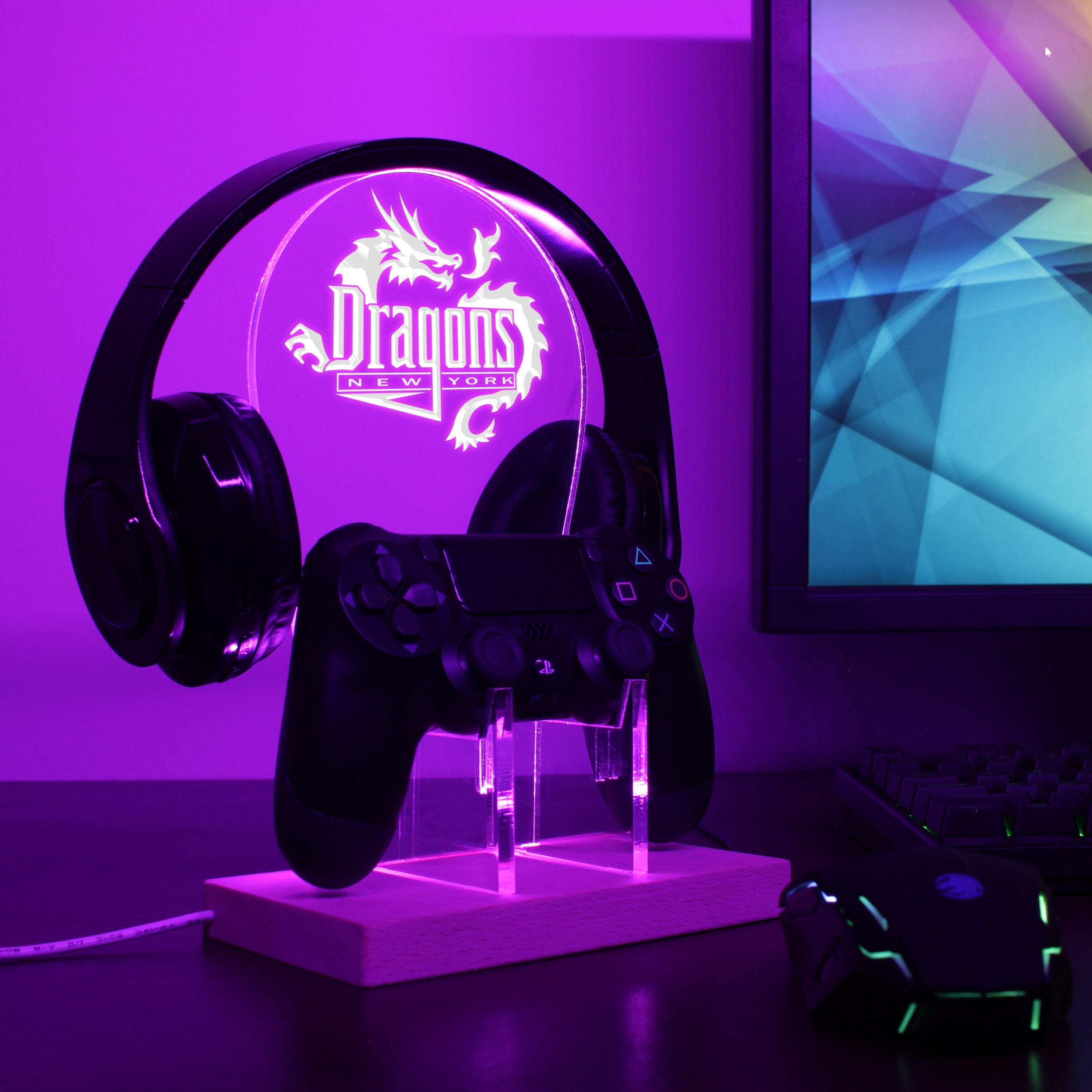 New York Dragons LED Gaming Headset Controller Stand