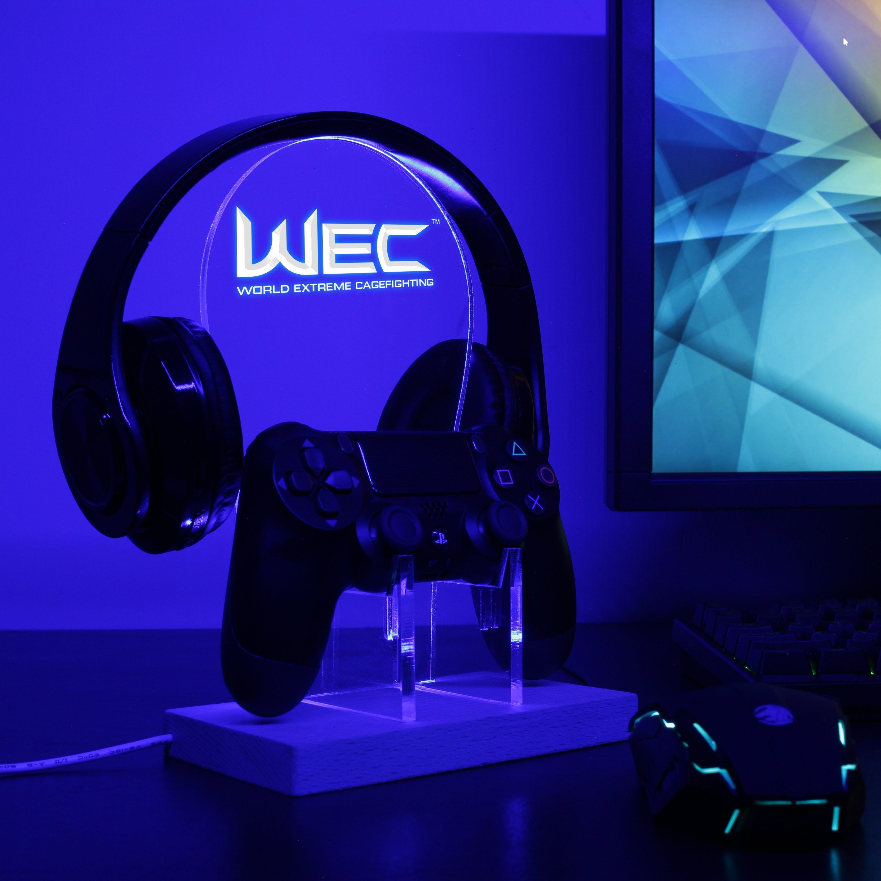 World Extreme Cagefighting LED Gaming Headset Controller Stand