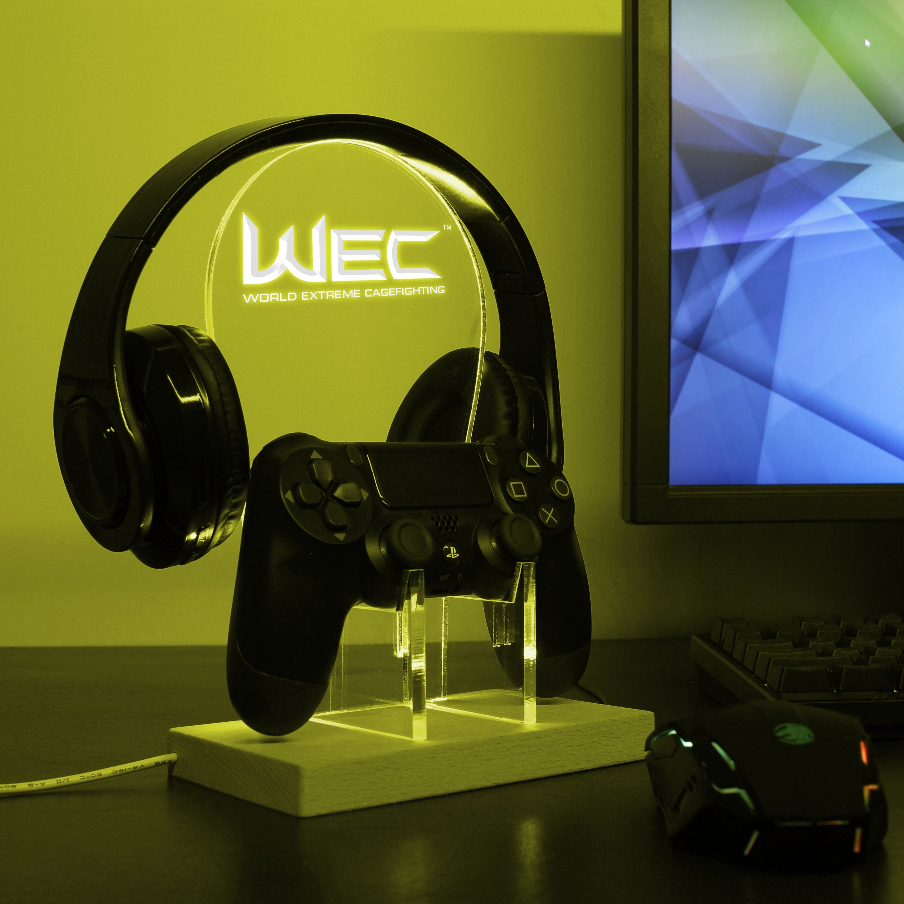 World Extreme Cagefighting LED Gaming Headset Controller Stand