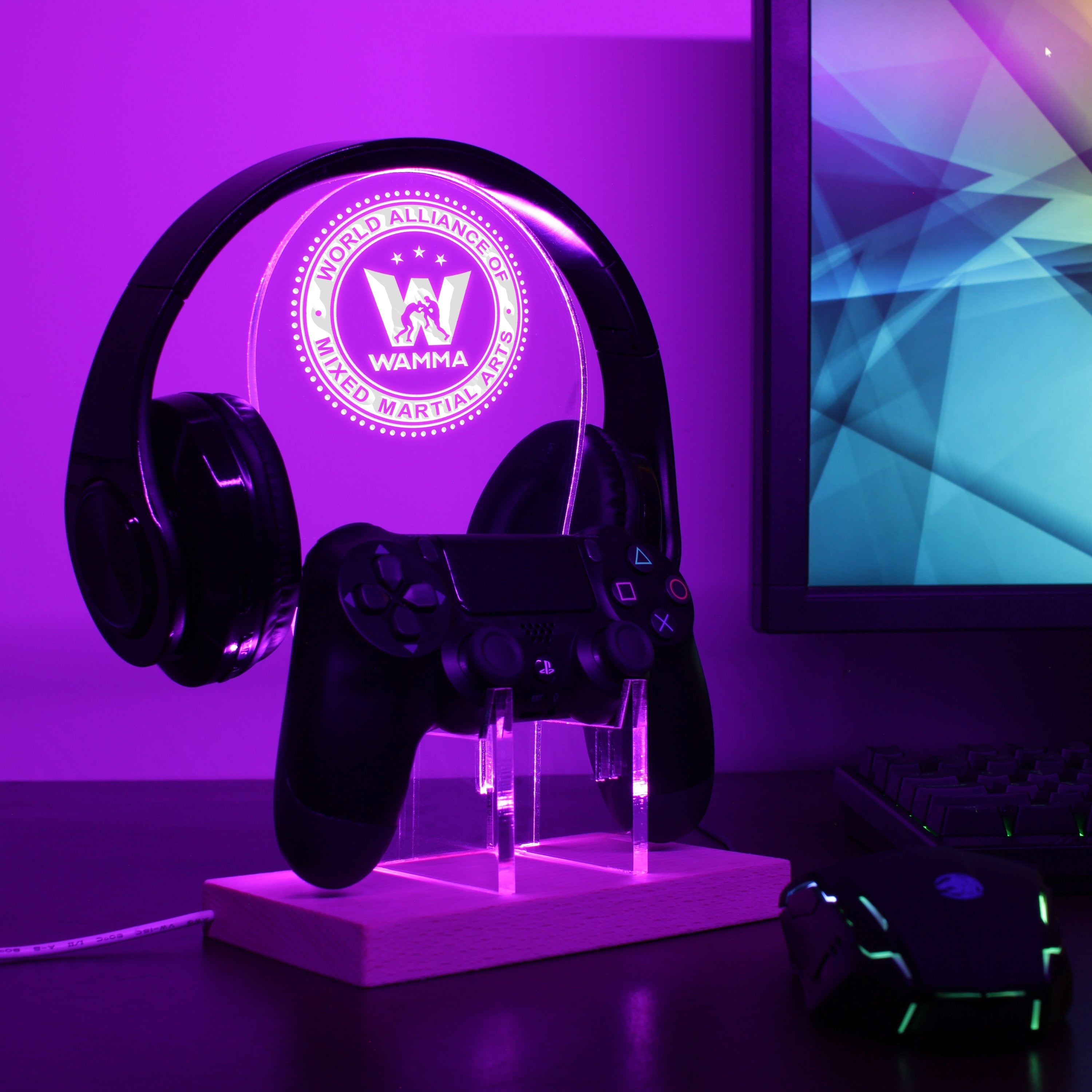 World Alliance of Mixed Martial Arts LED Gaming Headset Controller Stand