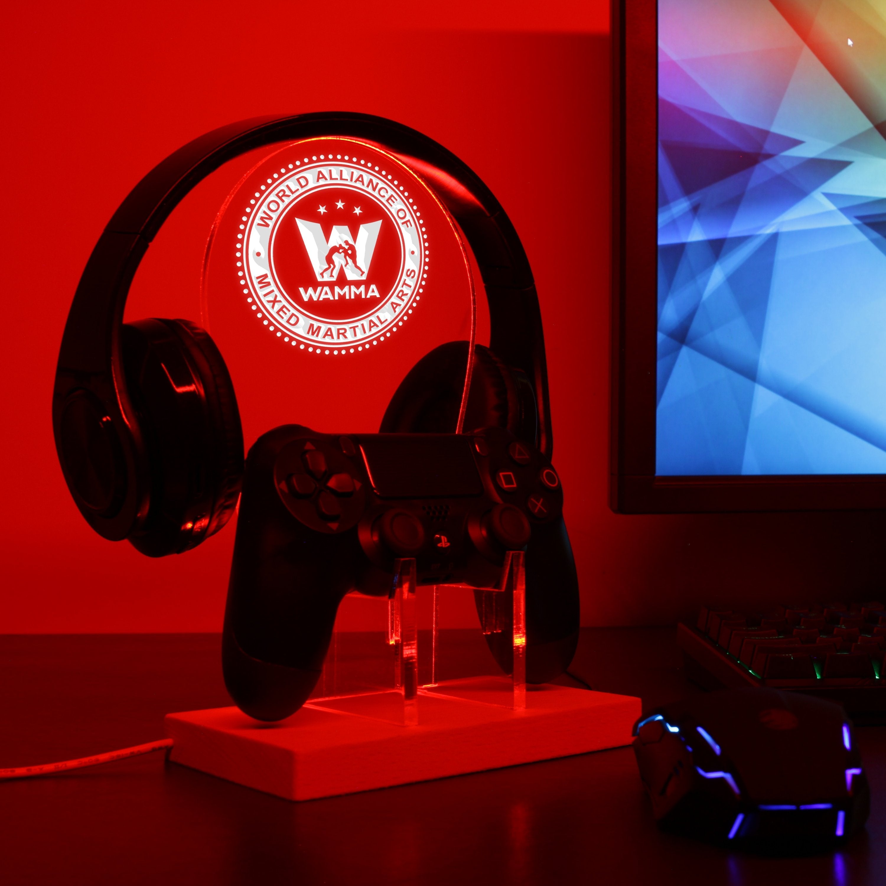 World Alliance of Mixed Martial Arts LED Gaming Headset Controller Stand