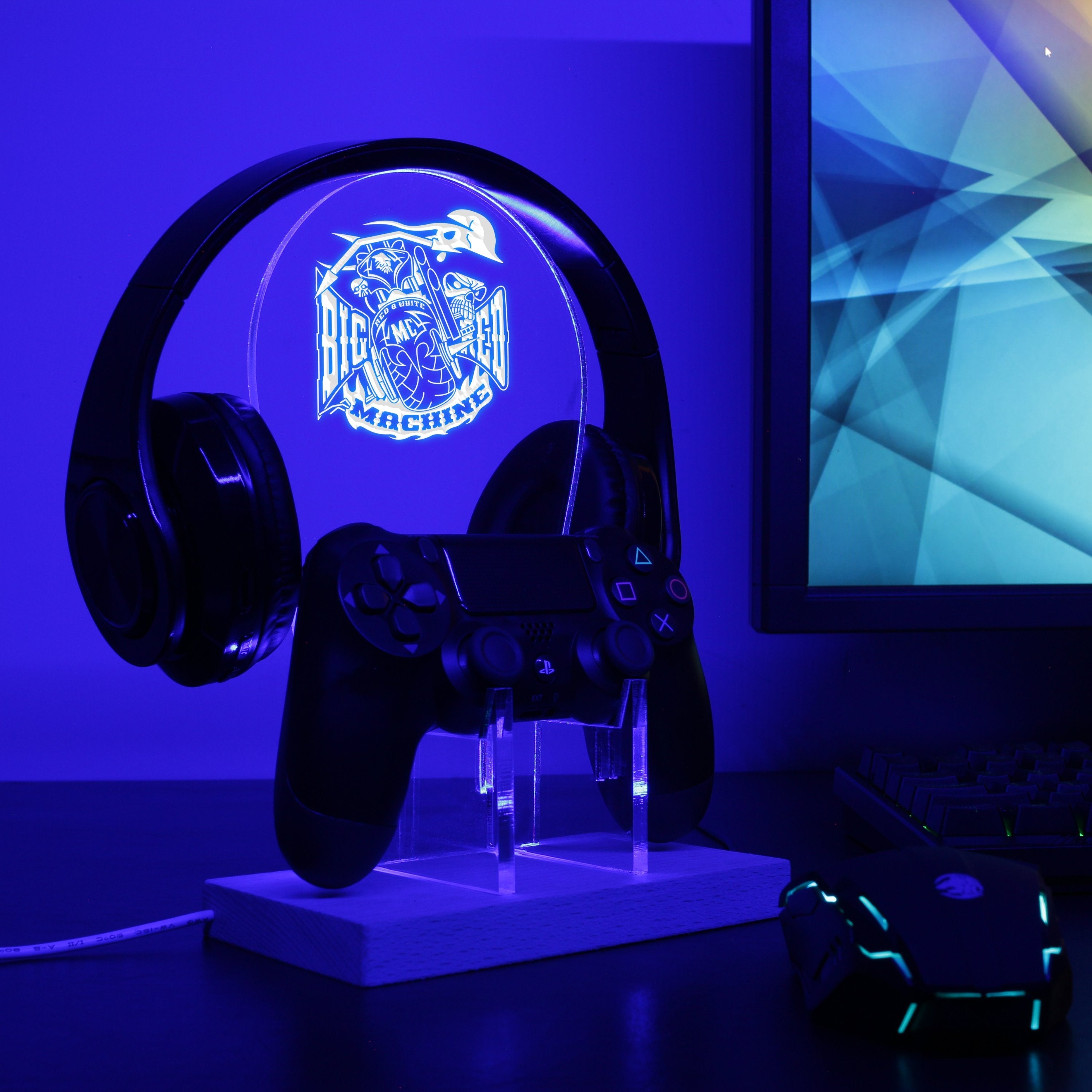 Big Red Machine Skull LED Gaming Headset Controller Stand