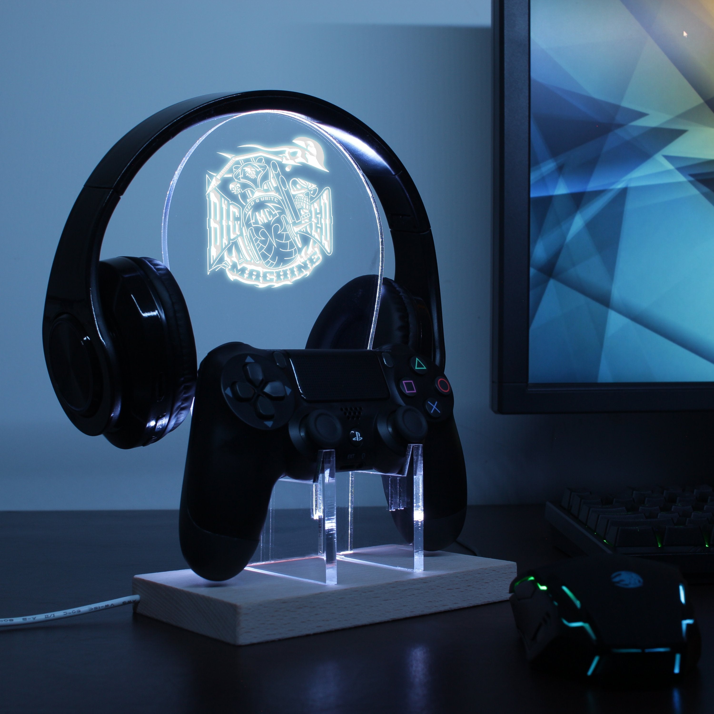 Big Red Machine Skull LED Gaming Headset Controller Stand
