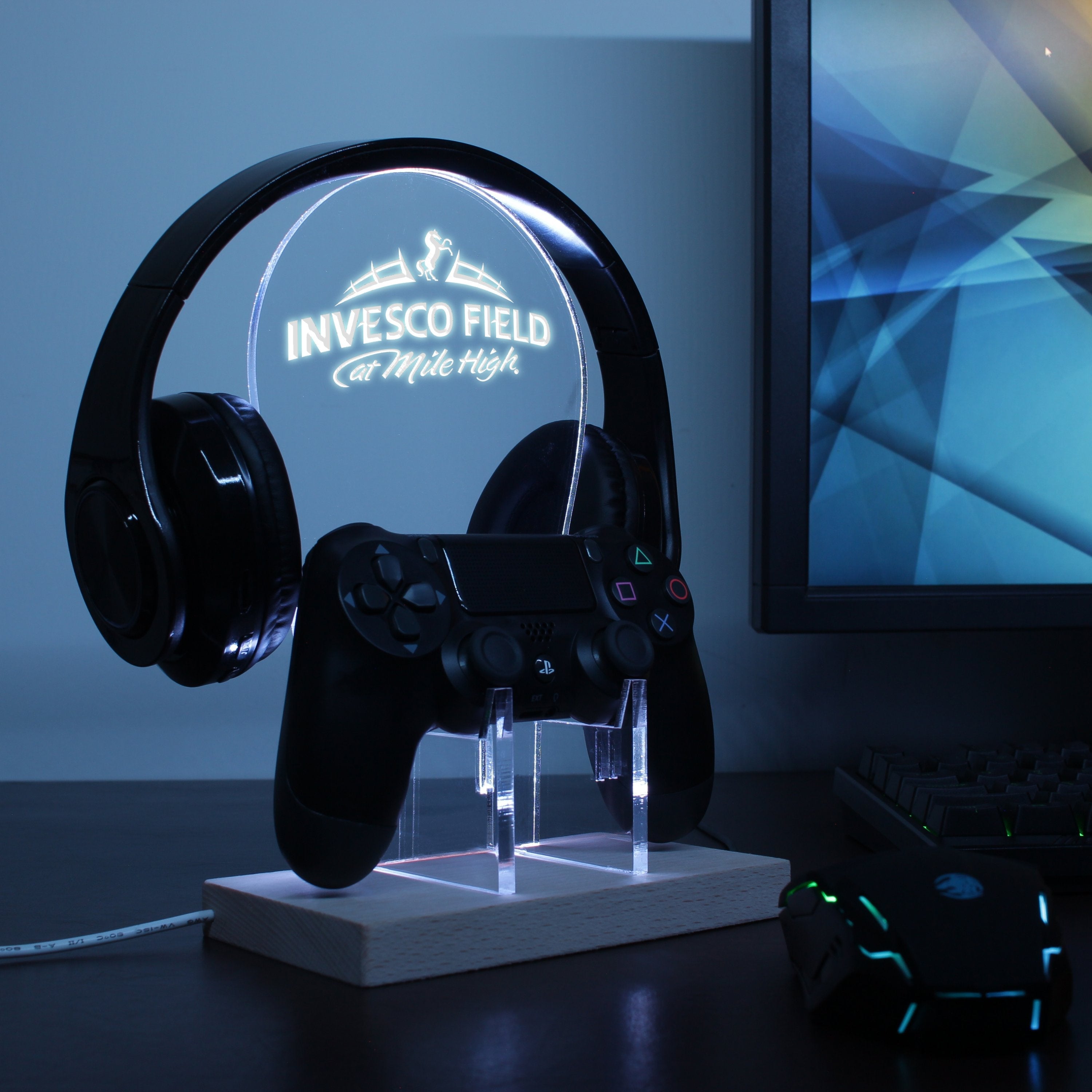 Denver Broncos Invesco Field At Mile High LED Gaming Headset Controller Stand