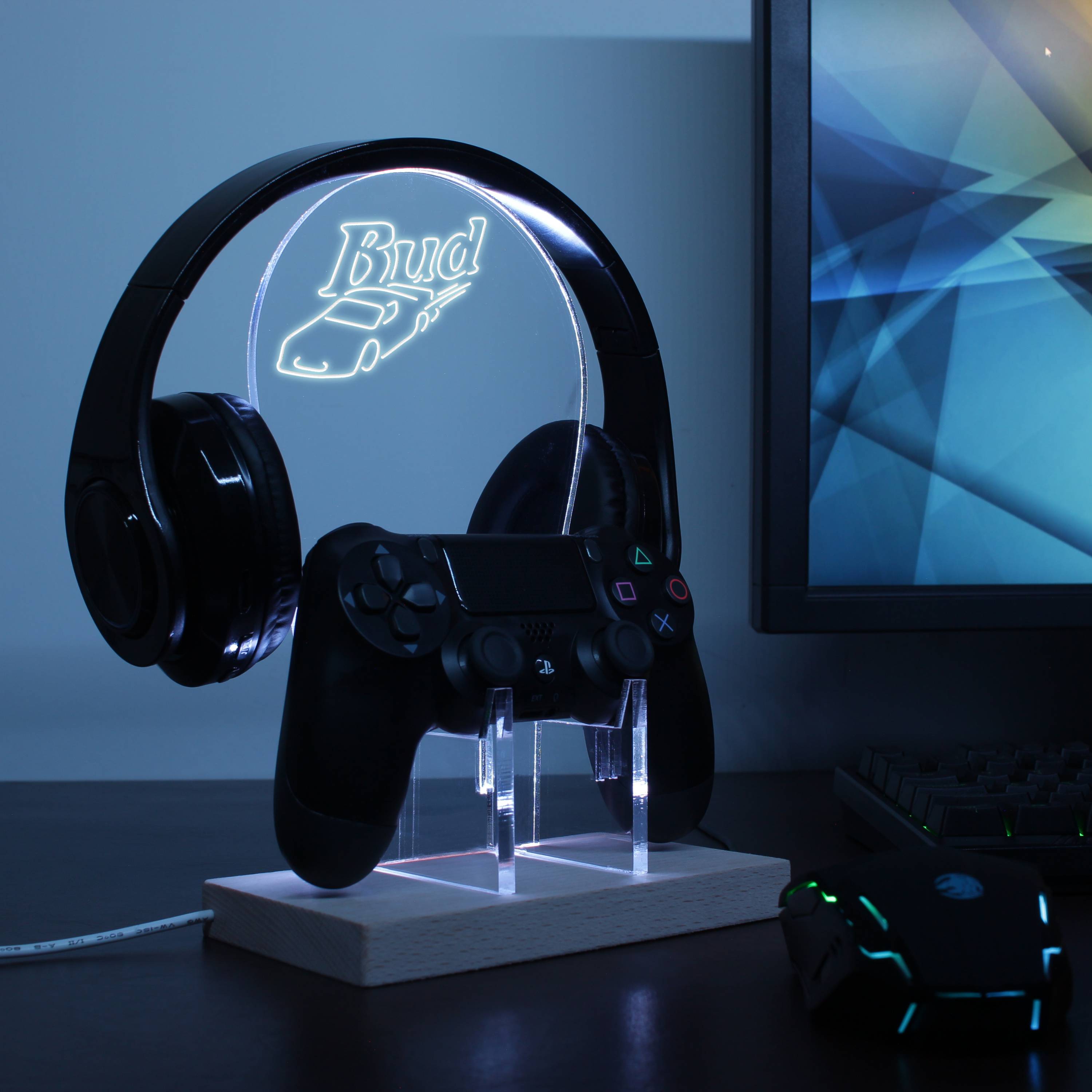 Bud Sport Racing Car LED Gaming Headset Controller Stand