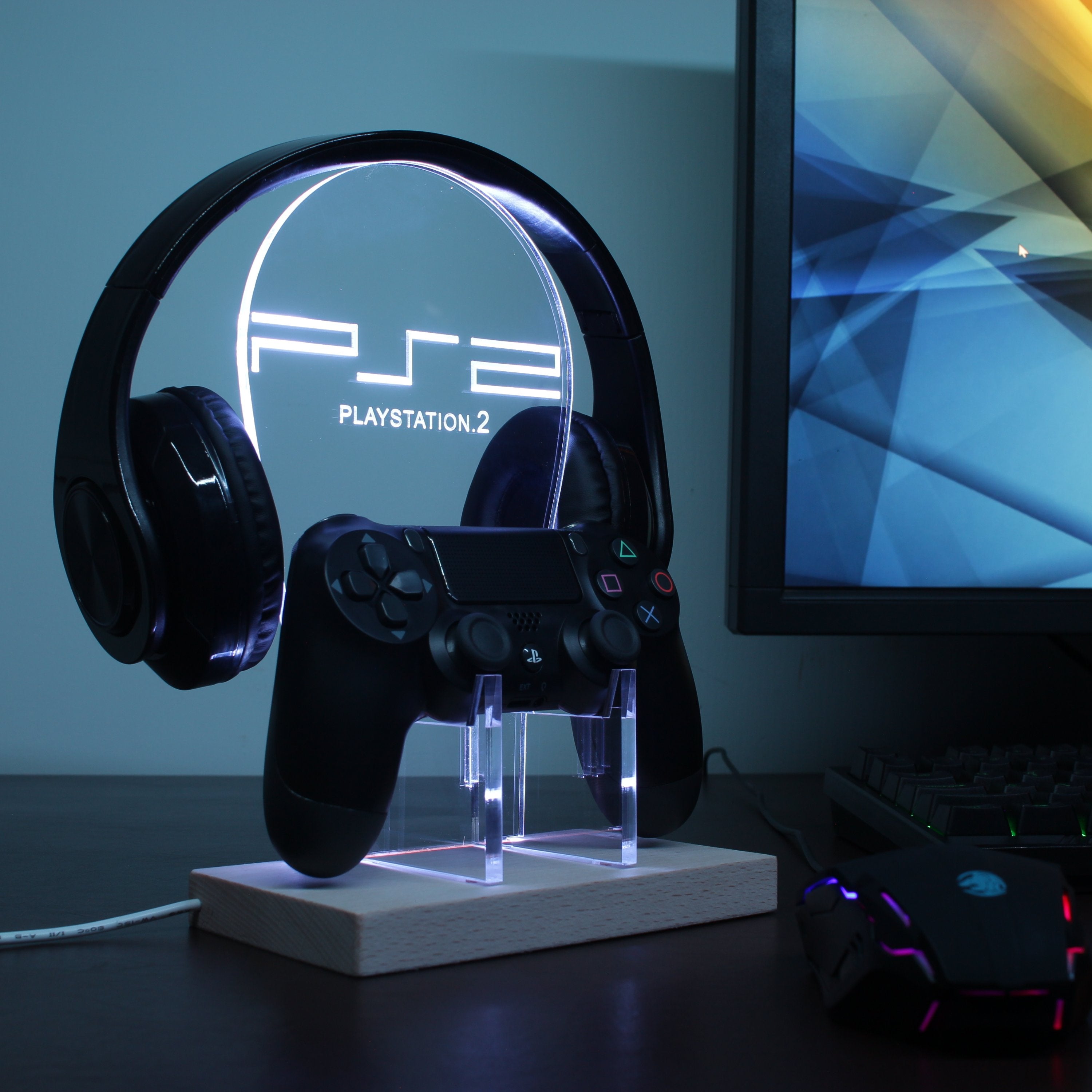 Playstation 2 Memorabilia LED Gaming Headset Controller Stand