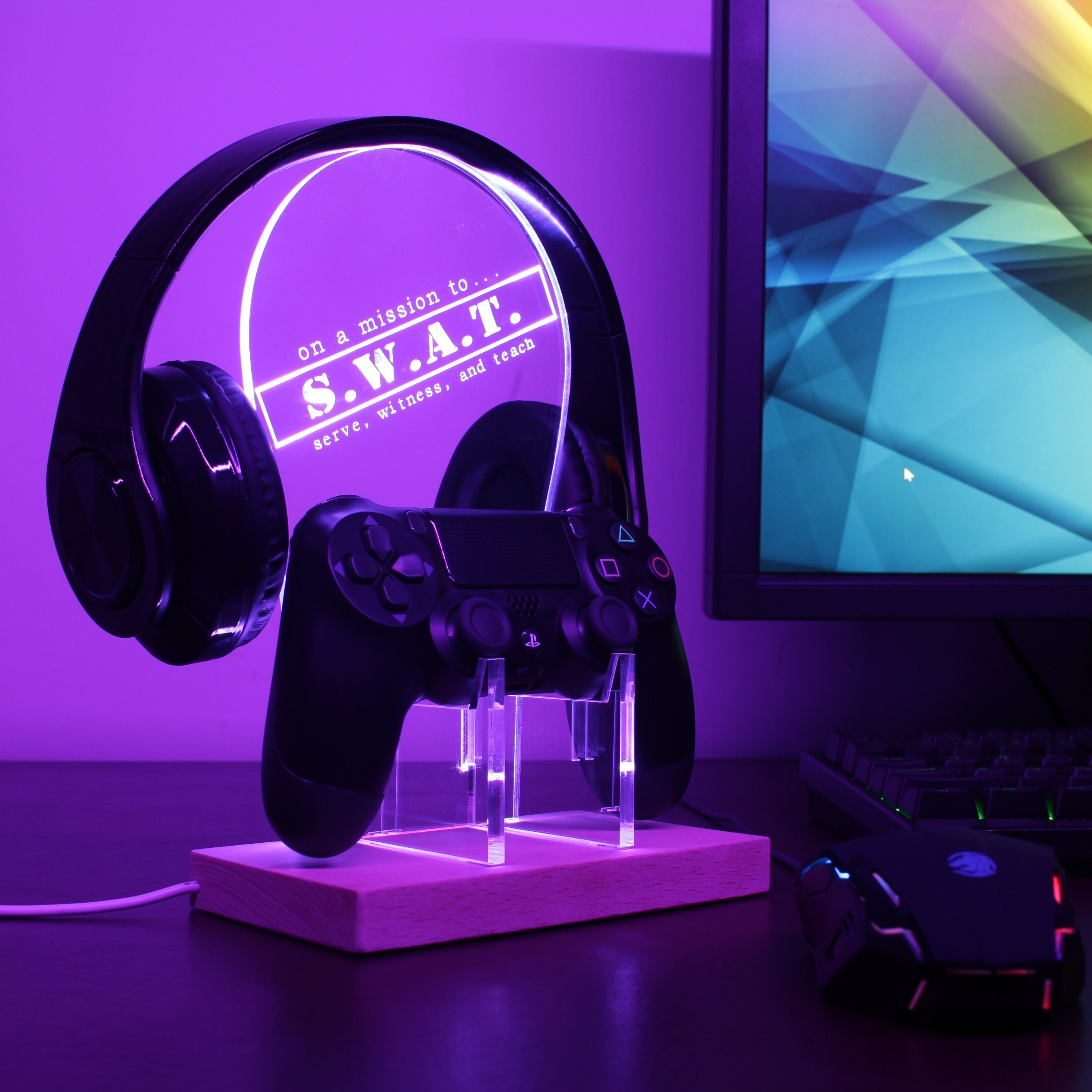 SWAT LED Gaming Headset Controller Stand