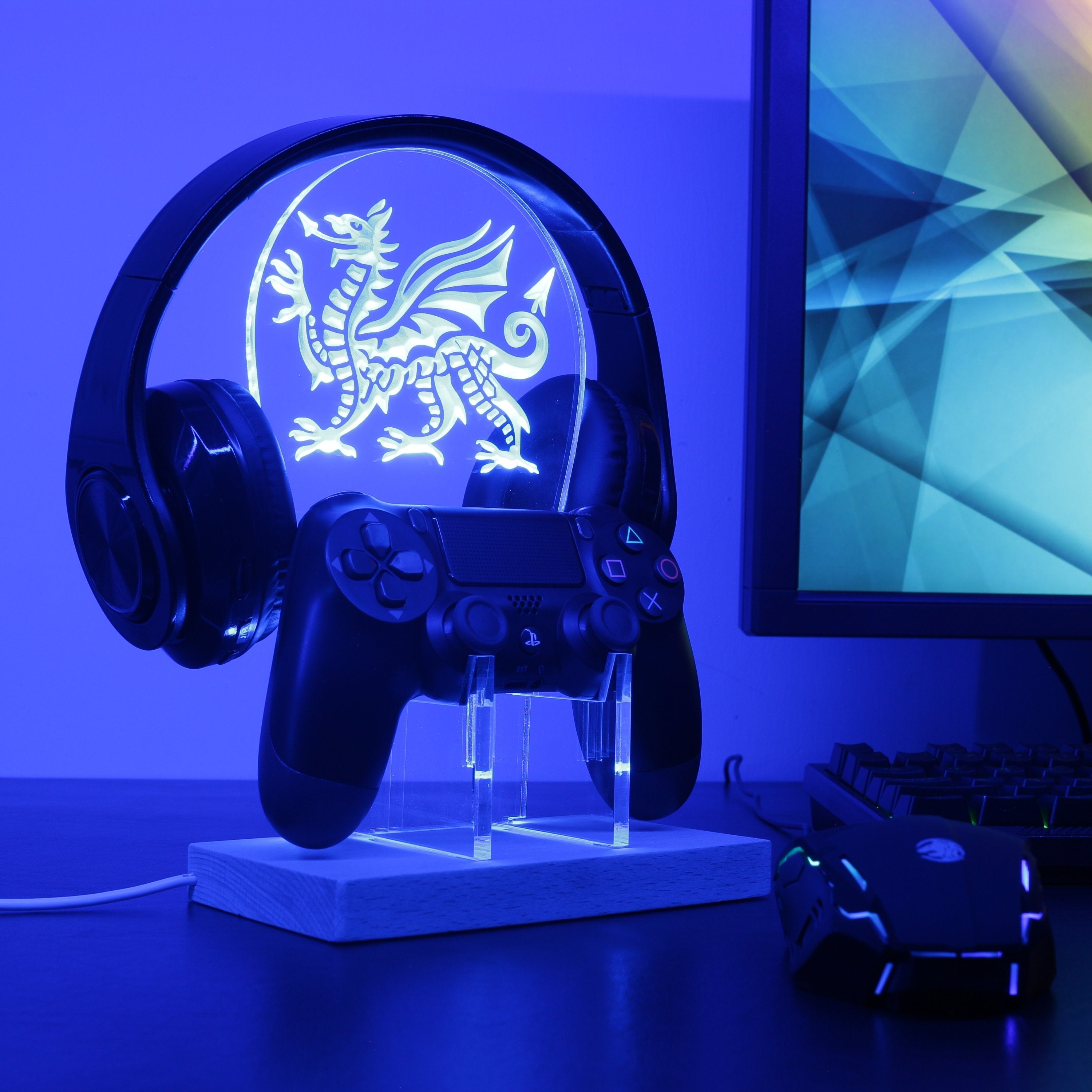 Welsh Dragon LED Gaming Headset Controller Stand