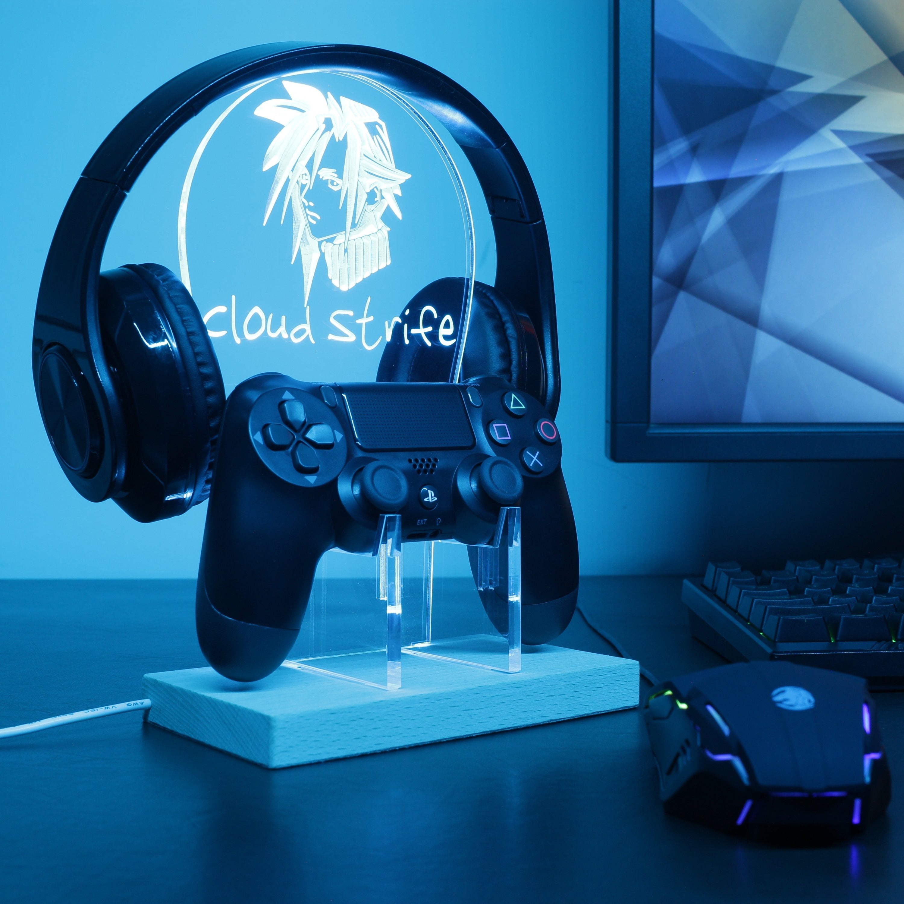 Final Fantasy Cloud Strife LED Gaming Headset Controller Stand