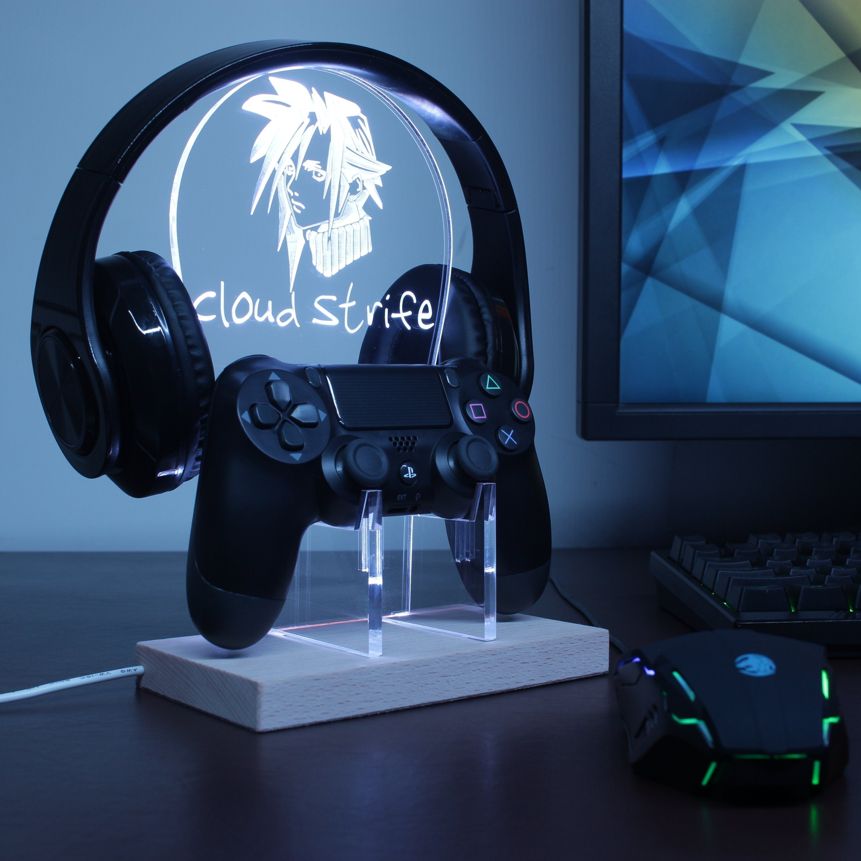 Final Fantasy Cloud Strife LED Gaming Headset Controller Stand