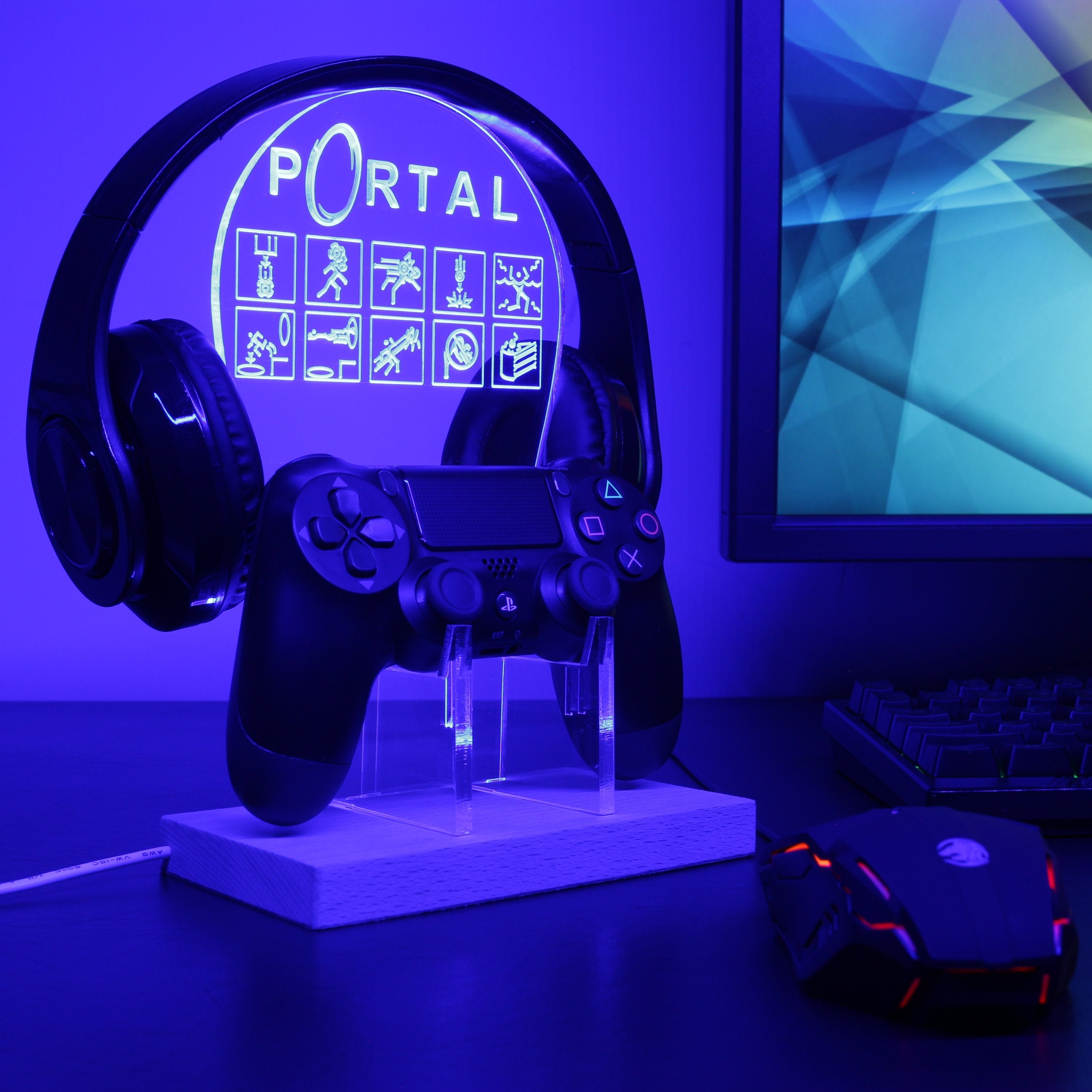 Portal LED Gaming Headset Controller Stand