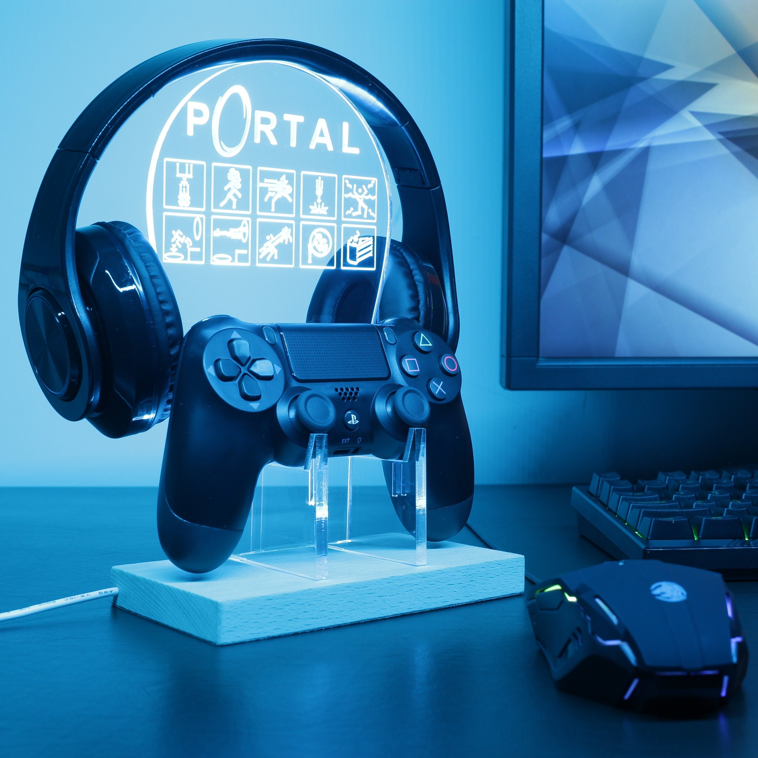 Portal LED Gaming Headset Controller Stand