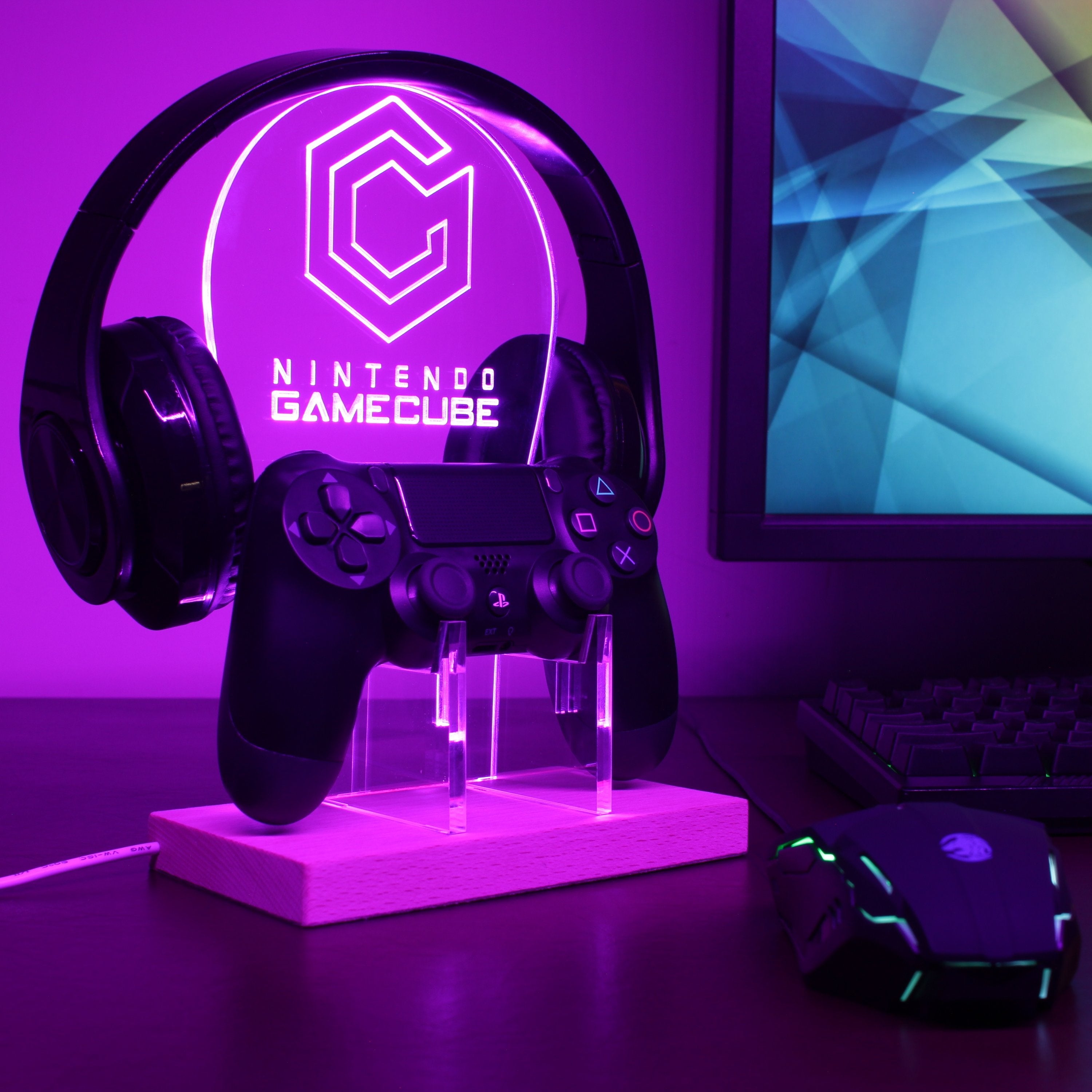 Nintendo Gamer Cube LED Gaming Headset Controller Stand