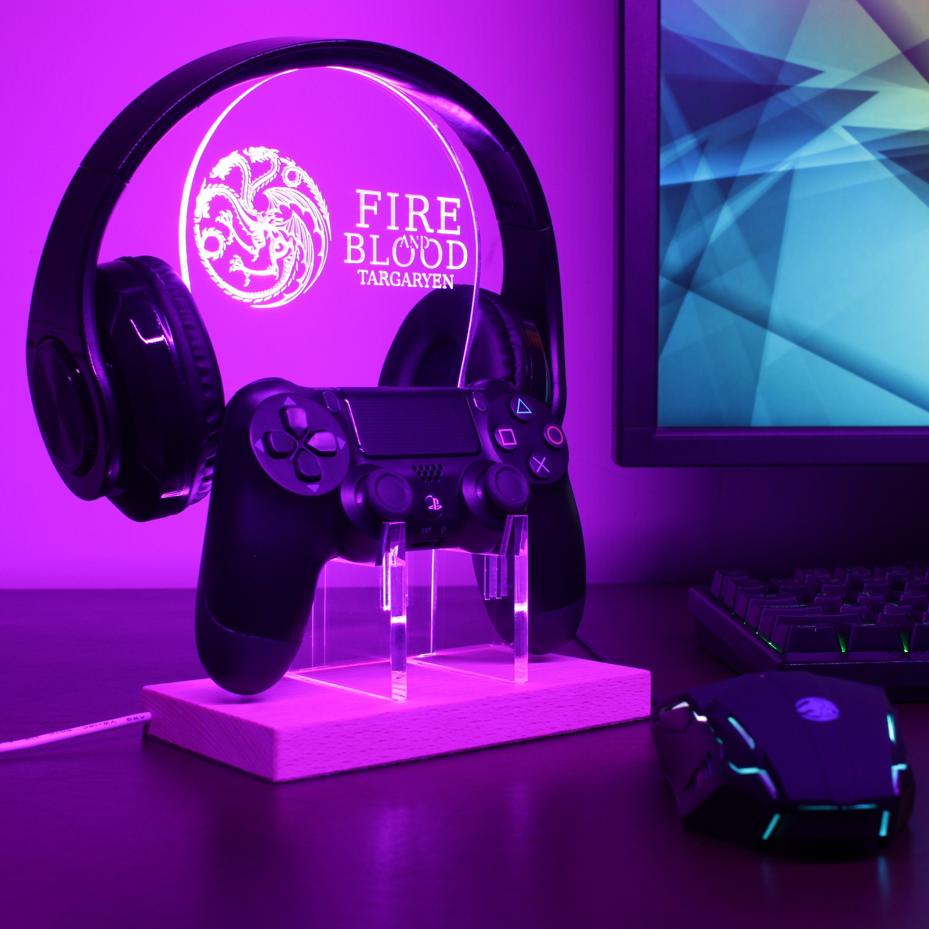 Fire & Blood LED Gaming Headset Controller Stand