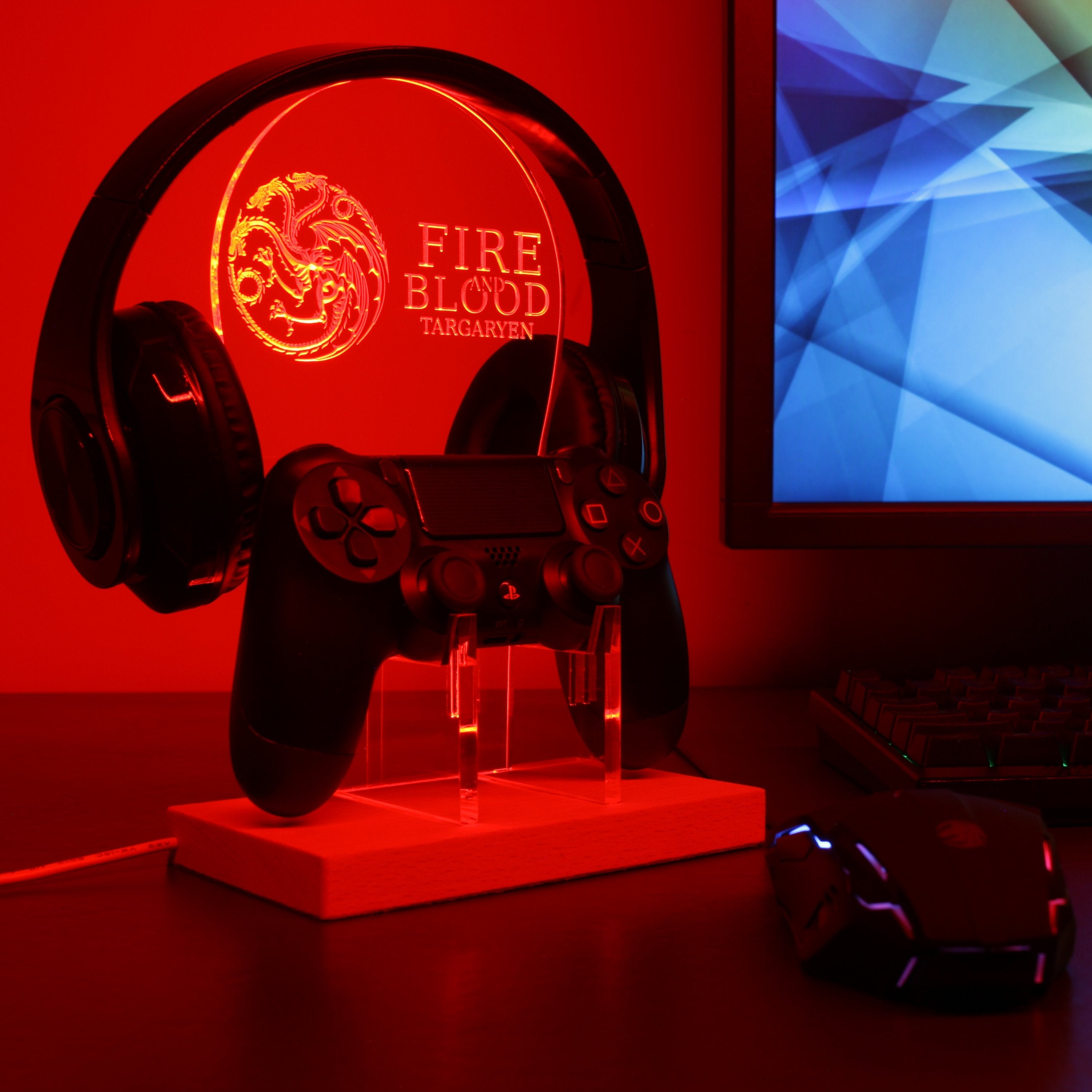 Fire & Blood LED Gaming Headset Controller Stand