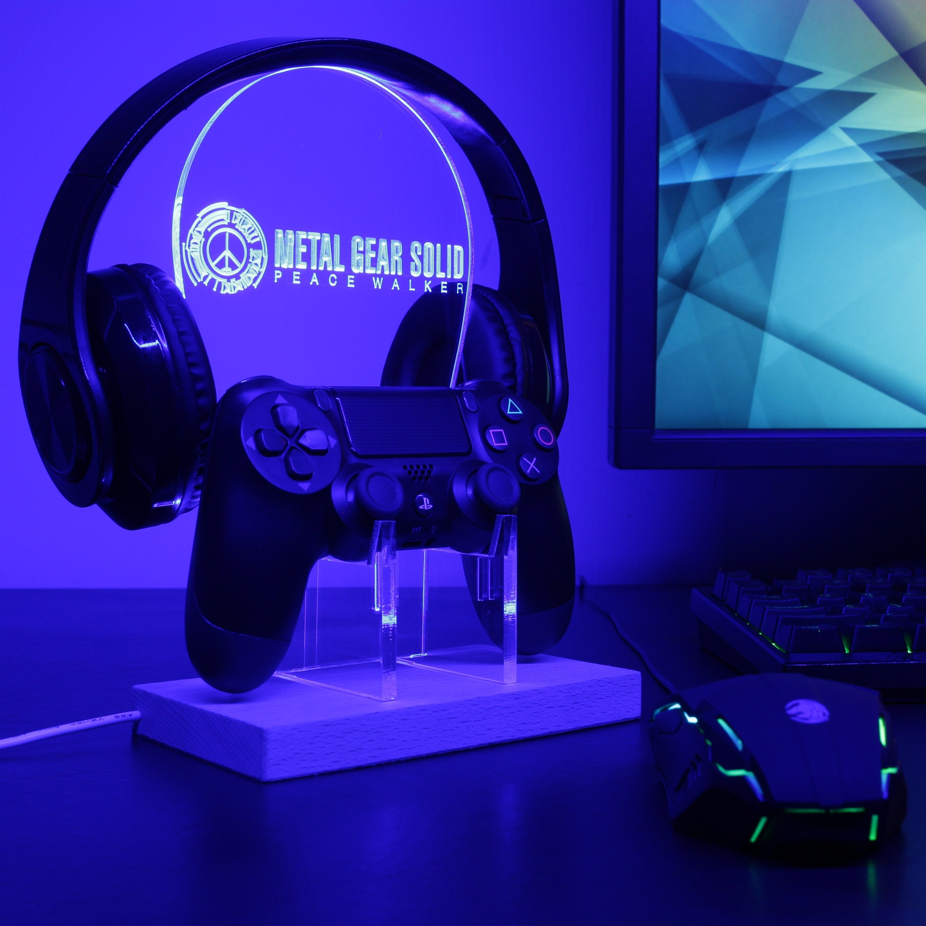 metal gear solid headset Metal Gear Solid LED Gaming Headset Controller Stand