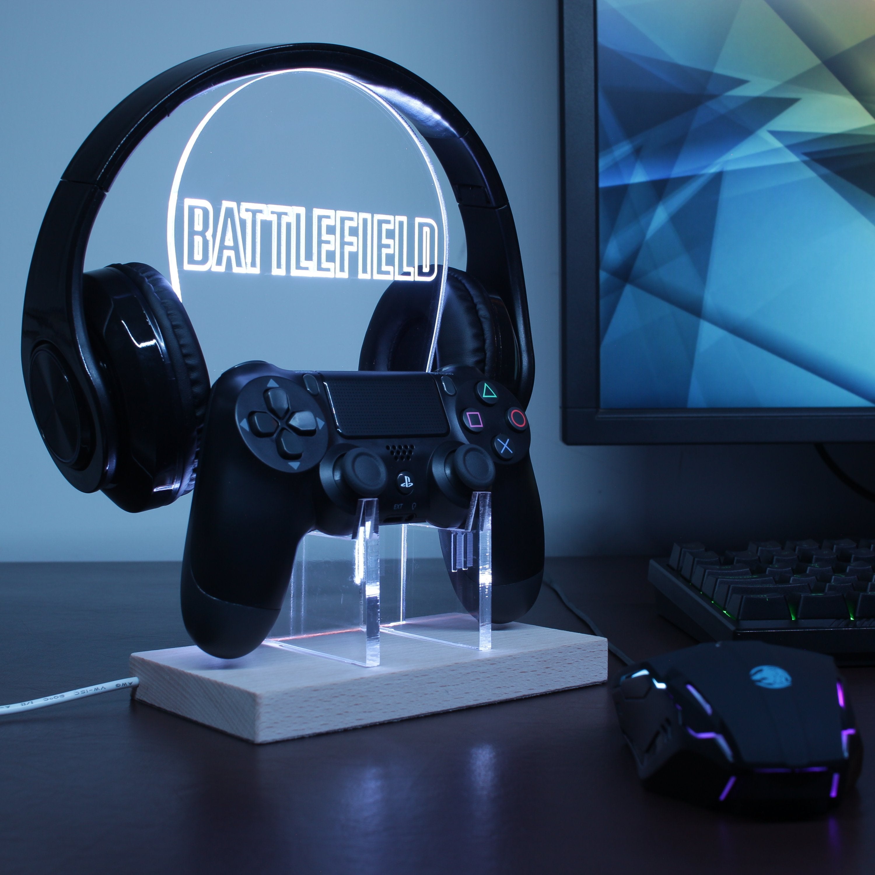 BattleField LED Gaming Headset Controller Stand