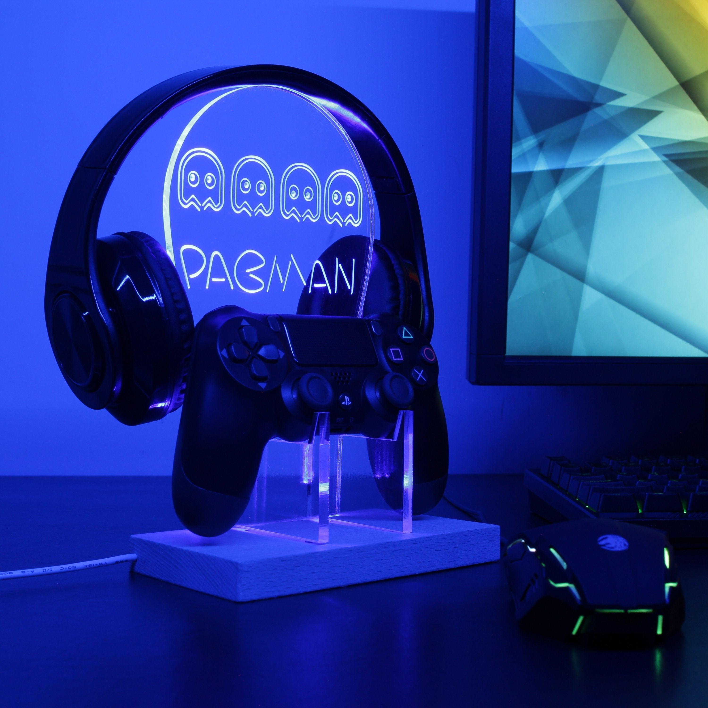 Pacman Arcade LED Gaming Headset Controller Stand