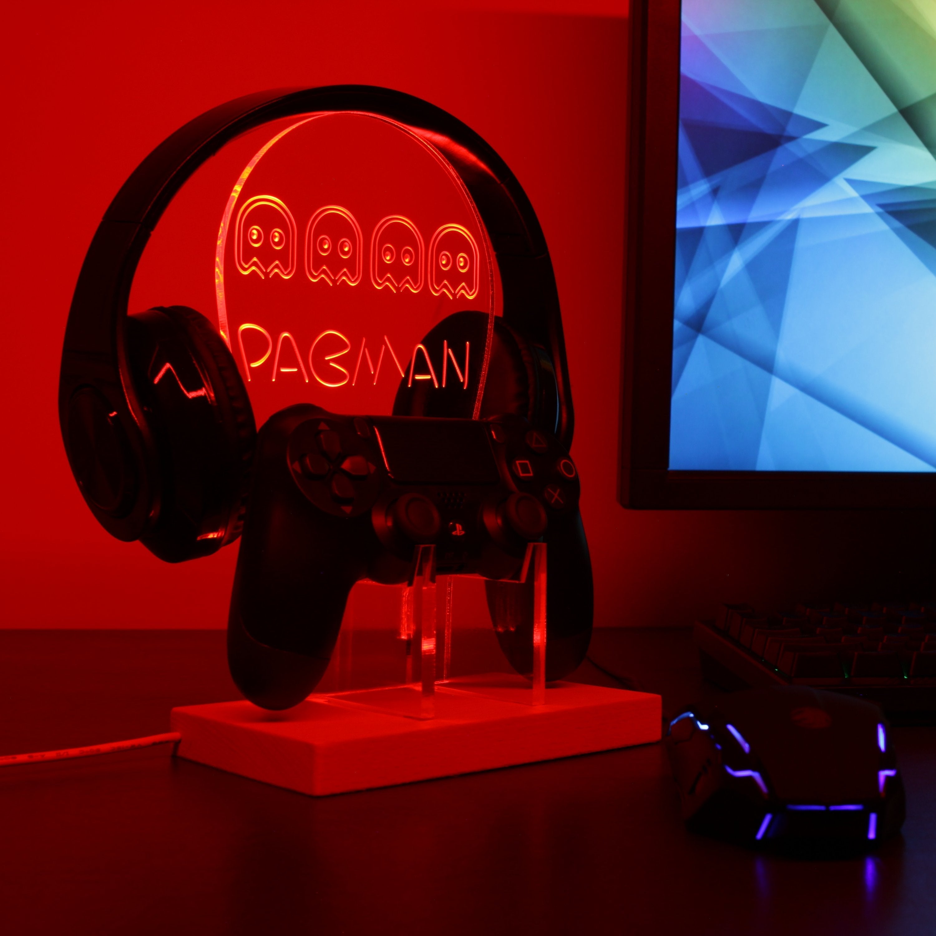 Pacman Arcade LED Gaming Headset Controller Stand