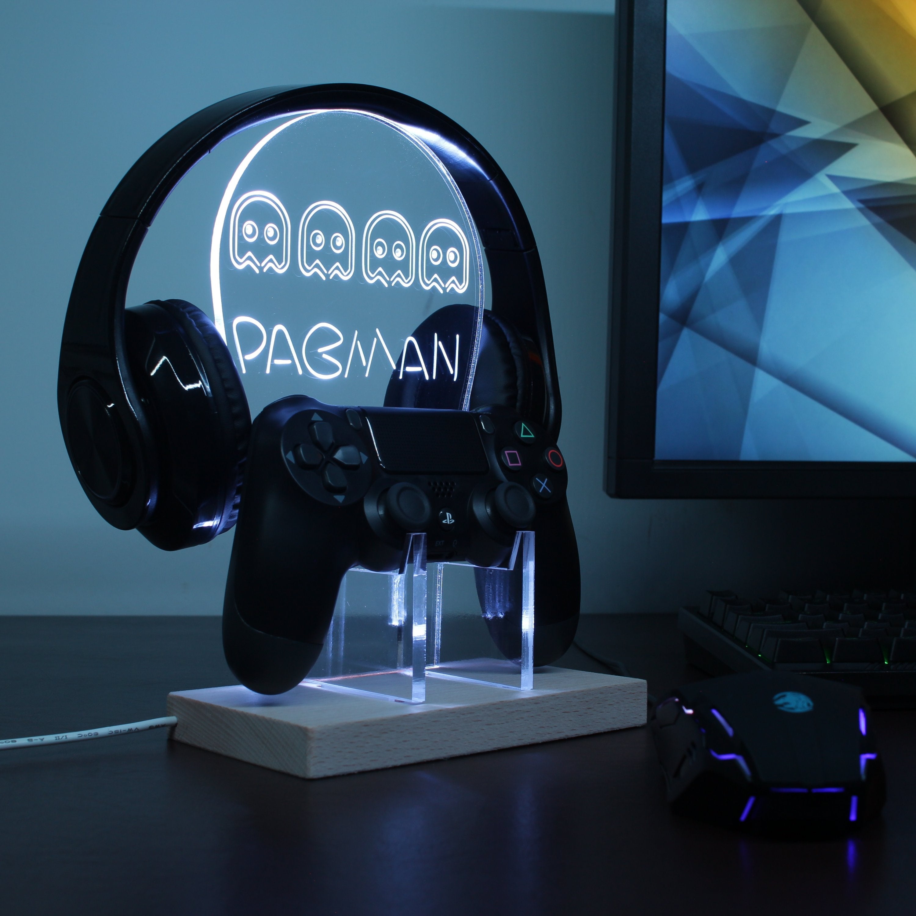 Pacman Arcade LED Gaming Headset Controller Stand