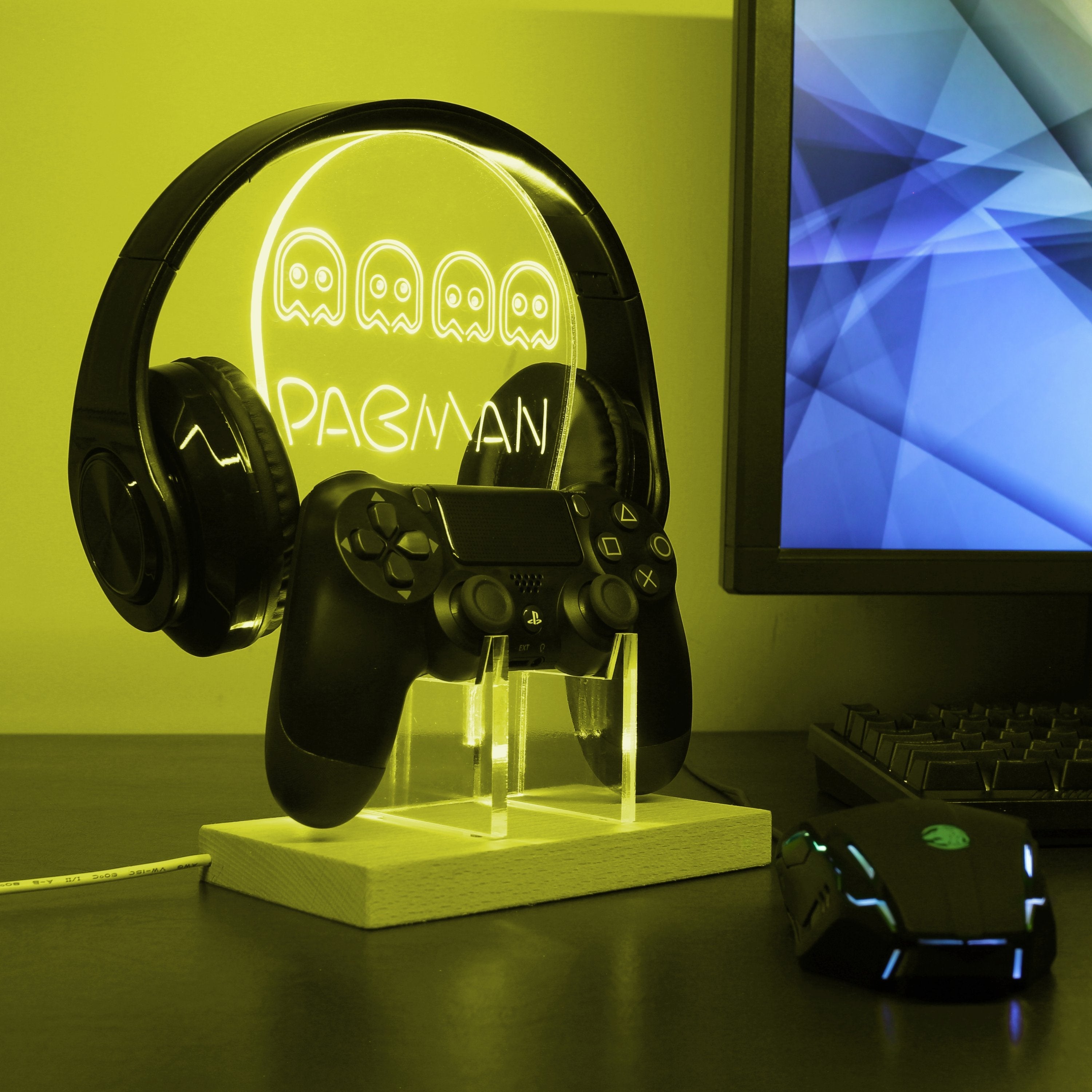 Pacman Arcade LED Gaming Headset Controller Stand