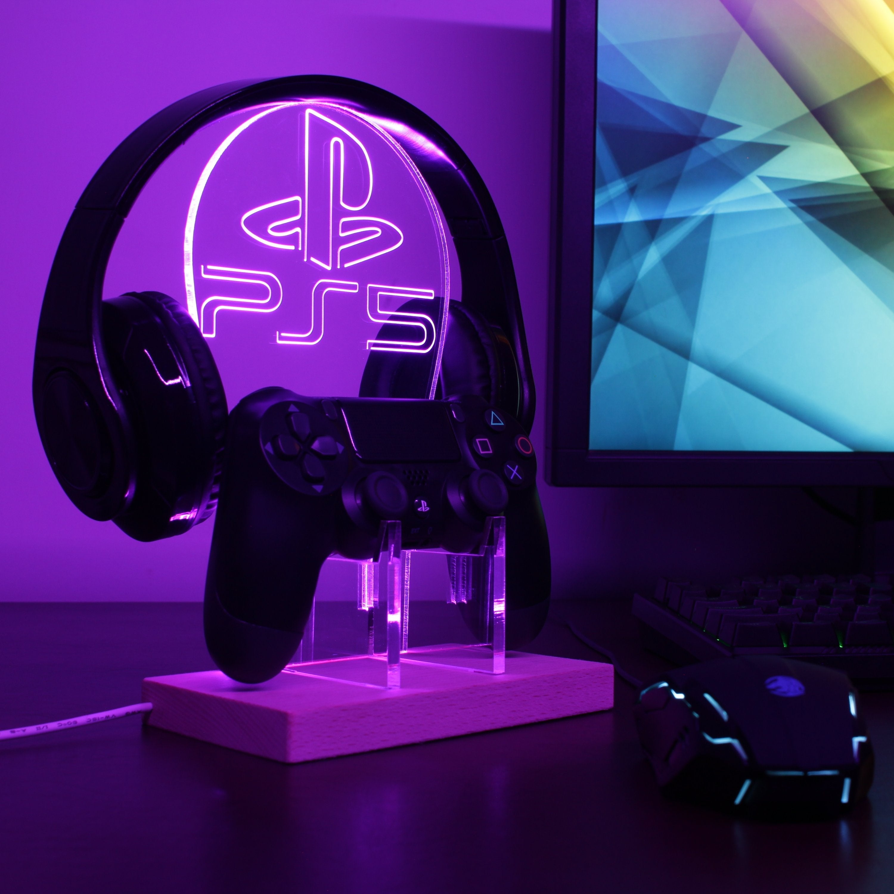 Playstation 5 LED Gaming Headset Controller Stand