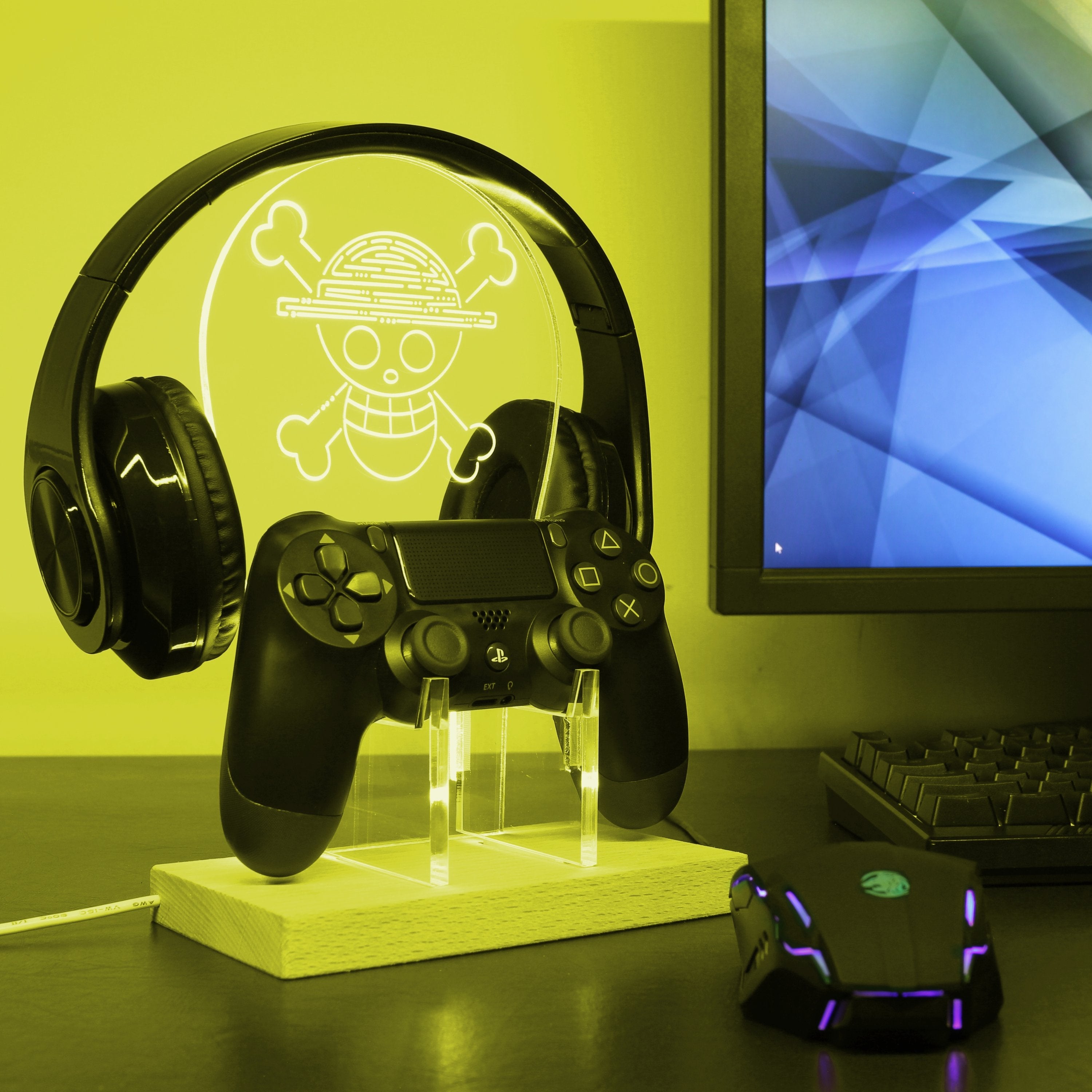 One Piece Skull LED Gaming Headset Controller Stand