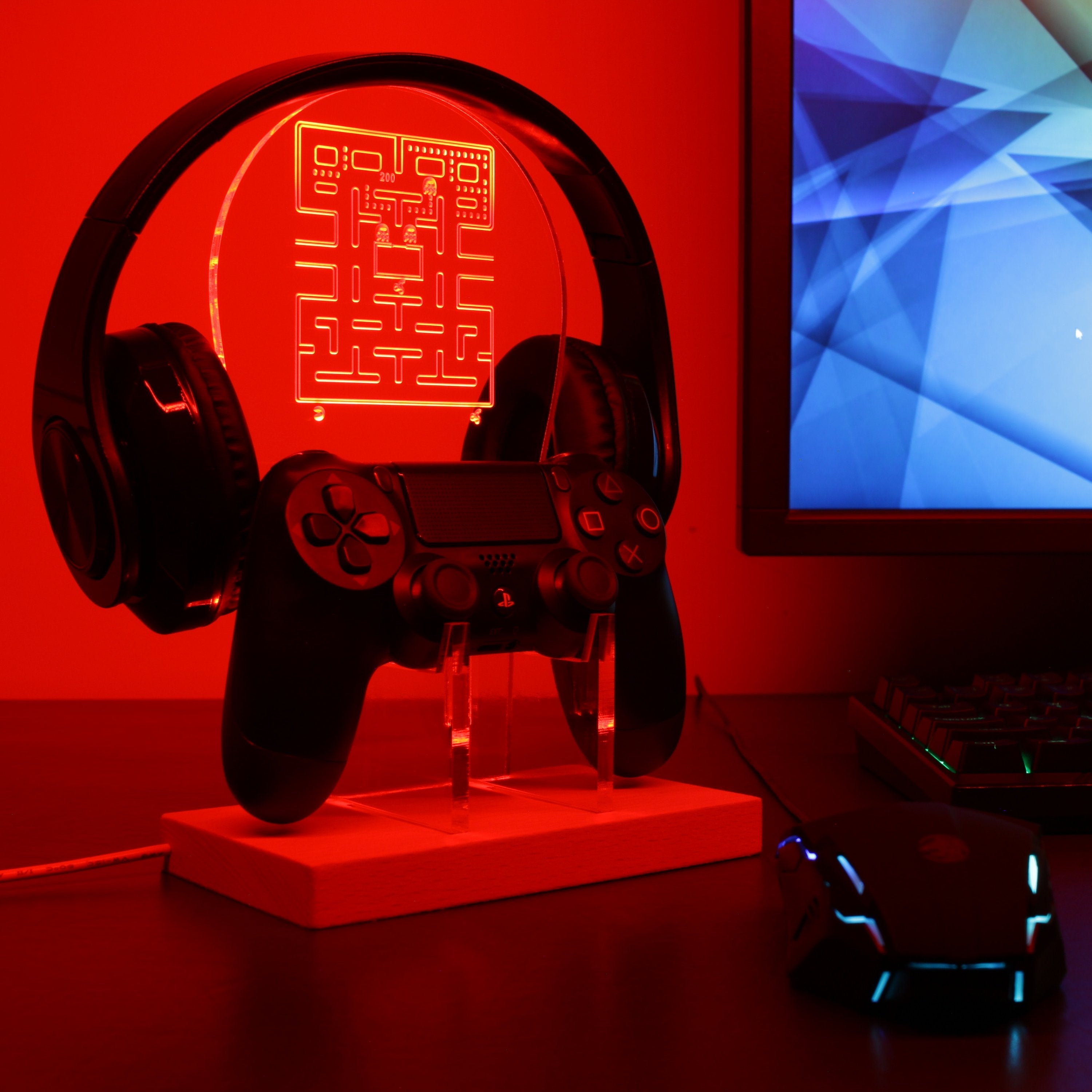 PAC-MAN LED Gaming Headset Controller Stand | PRO LED SIGN