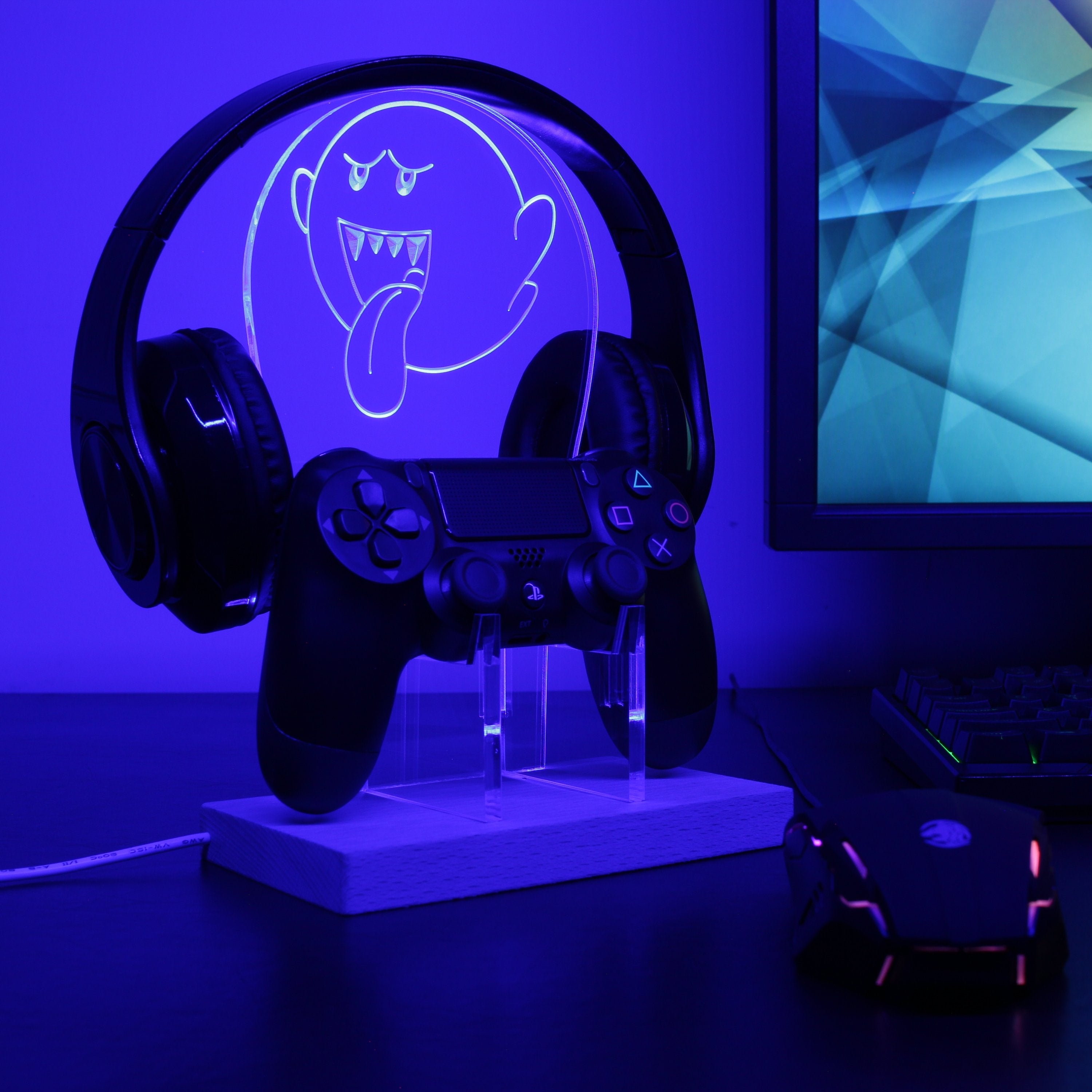 Super Mario Boo Ghost LED Gaming Headset Controller Stand