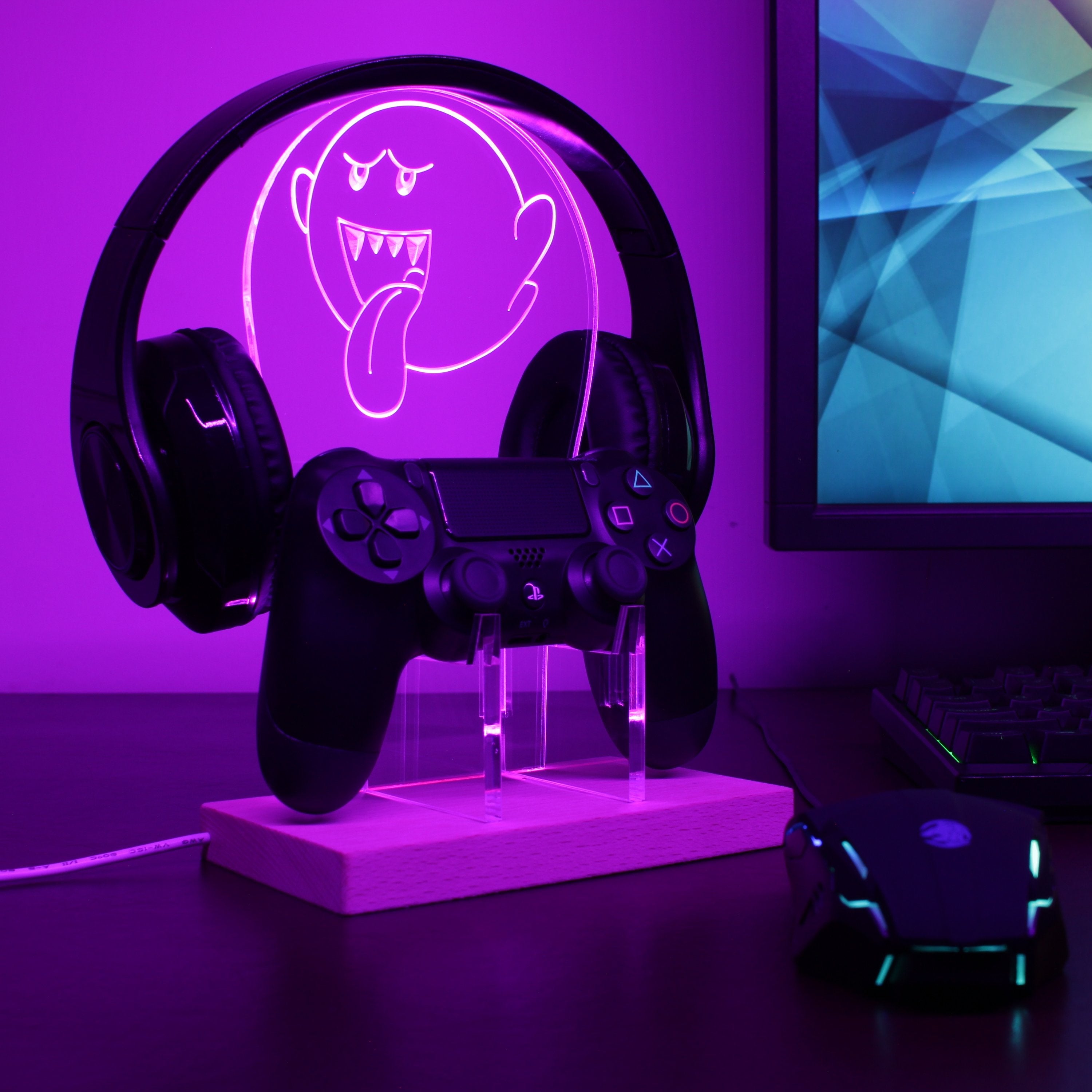 Super Mario Boo Ghost LED Gaming Headset Controller Stand