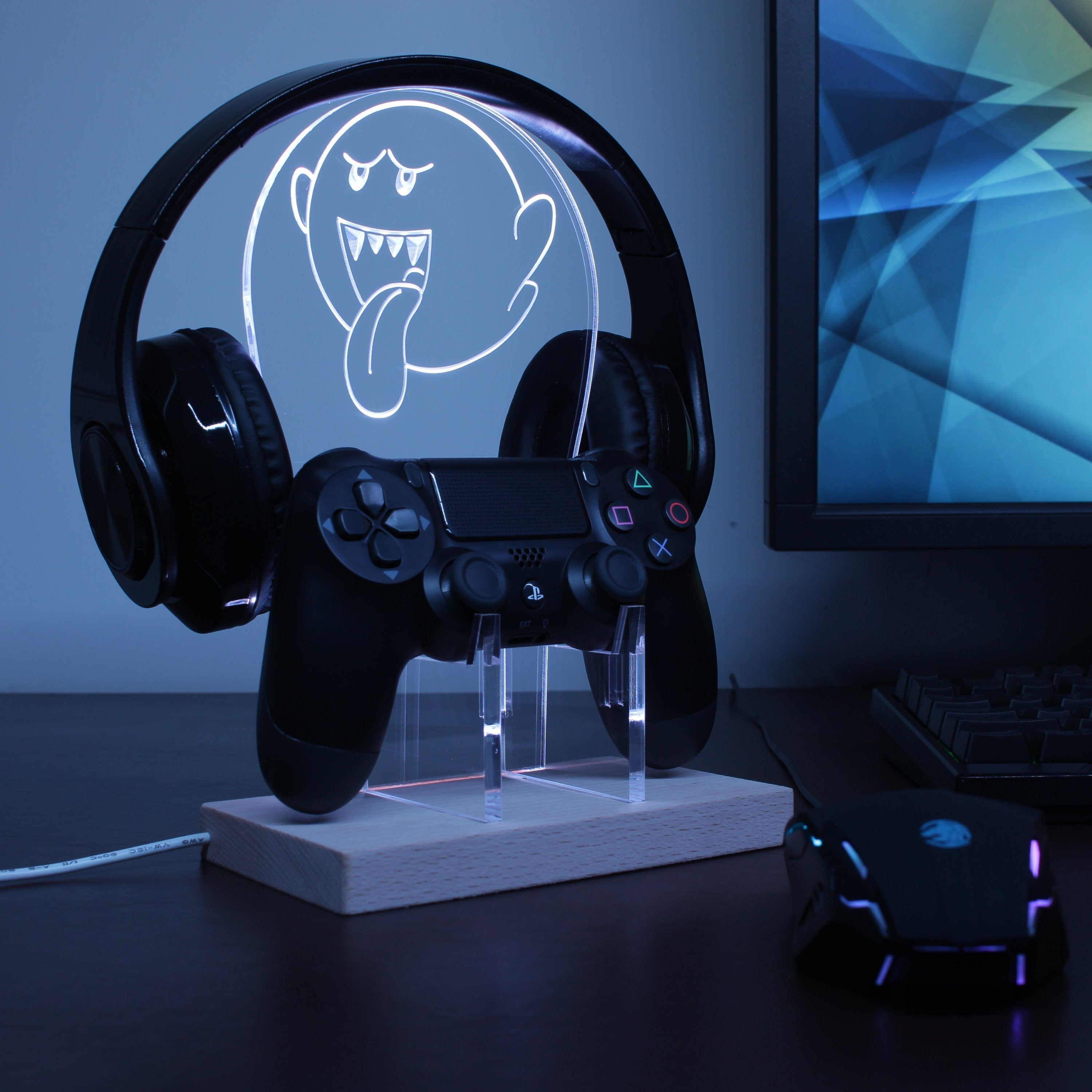 Super Mario Boo Ghost LED Gaming Headset Controller Stand