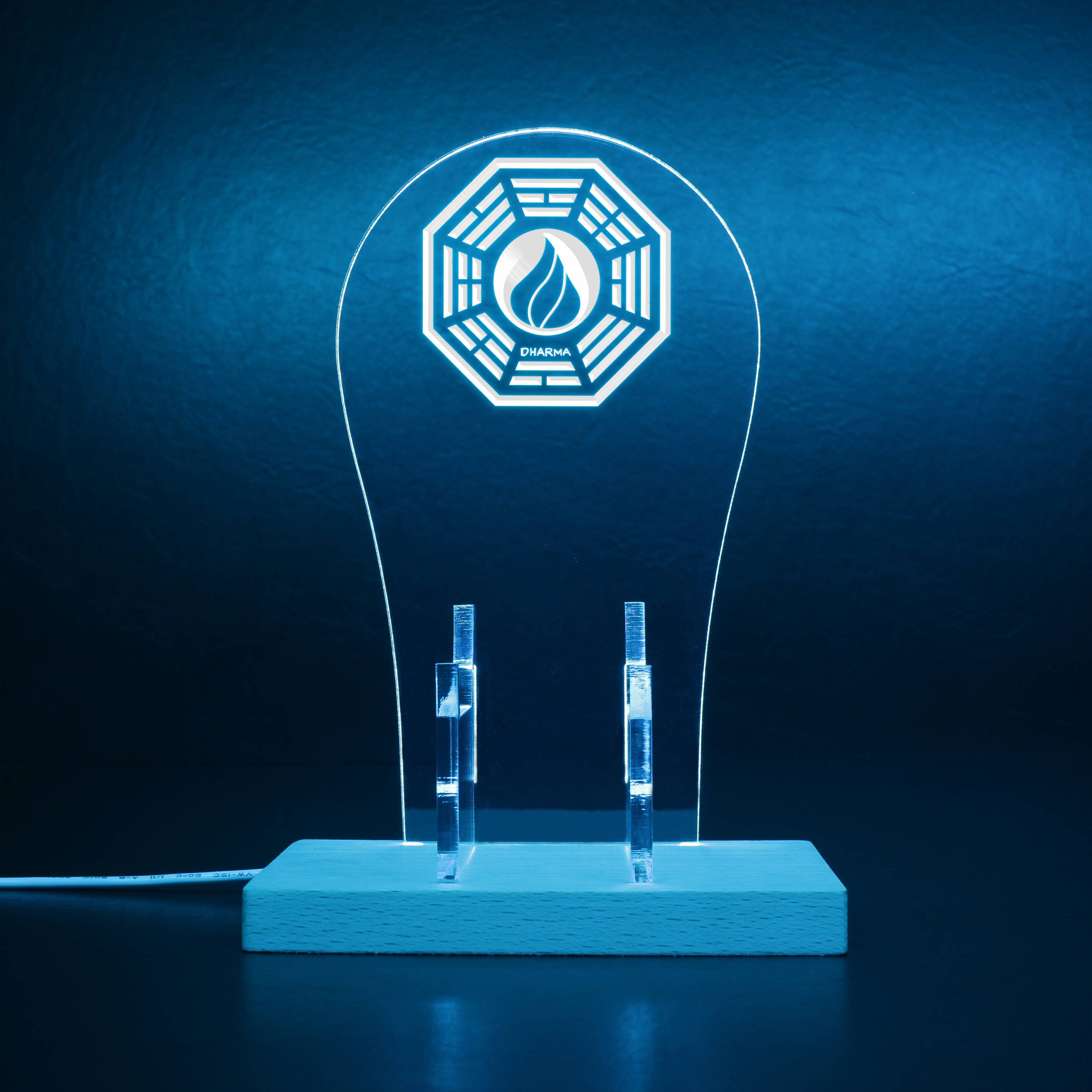 Dharma Stations Initiative Flame Lost Light Sign RGB LED Gaming Headset Controller Stand