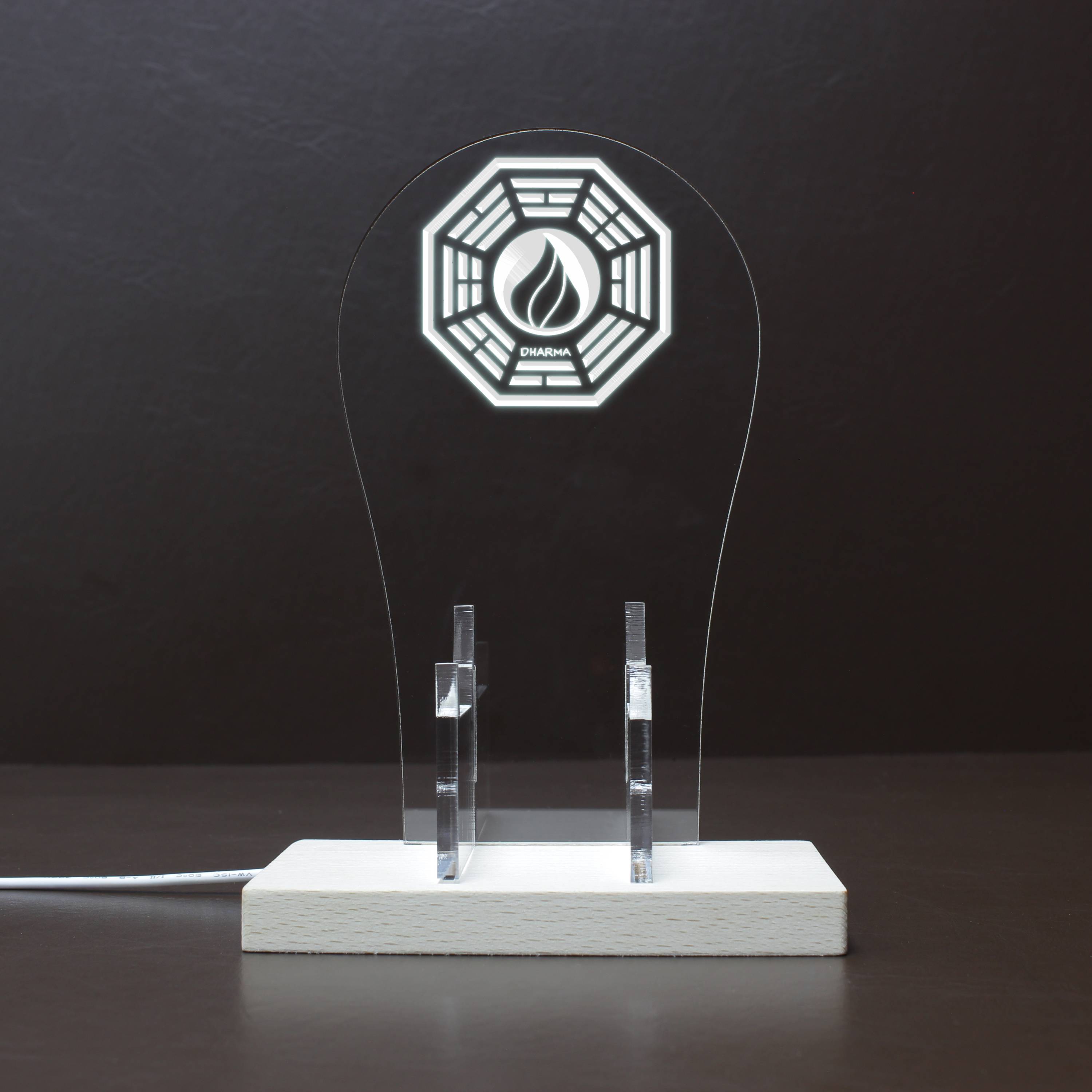 Dharma Stations Initiative Flame Lost Light Sign RGB LED Gaming Headset Controller Stand