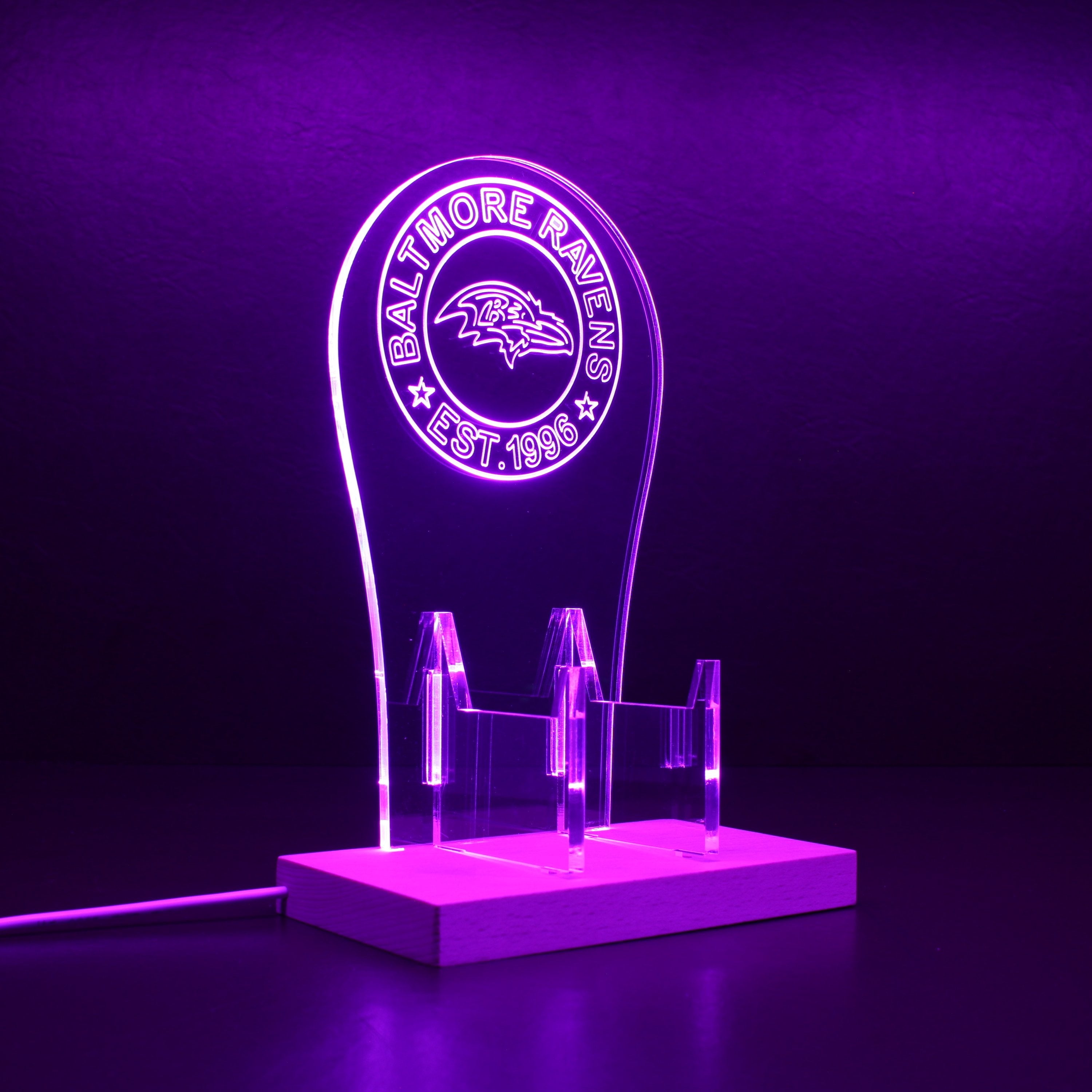 Custom Your Sport Team Baltimore Ravens Est. 1996 RGB LED Gaming Headset Controller Stand