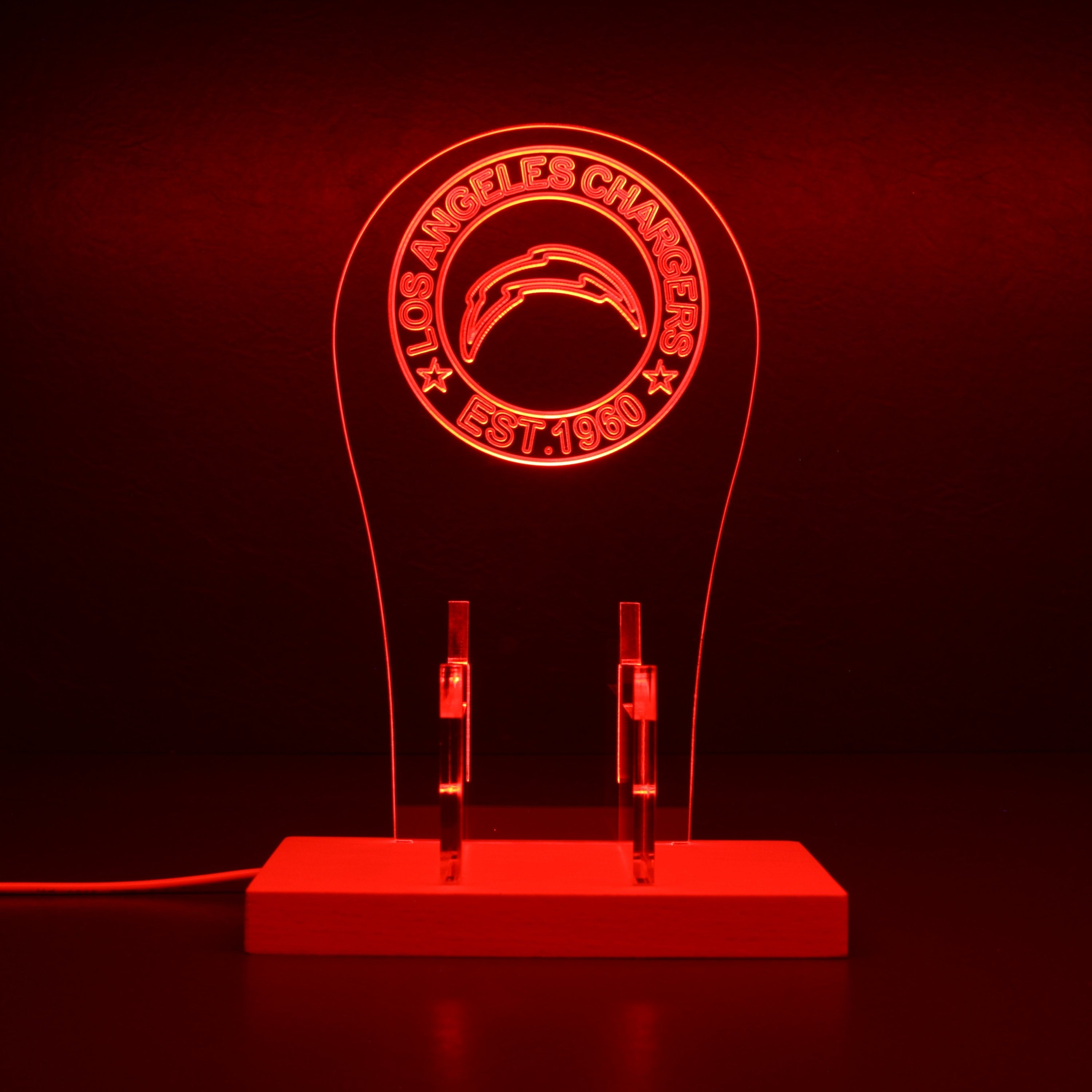 Custom Your Sport Team Los Angeles Chargers Est. 1960 RGB LED Gaming Headset Controller Stand