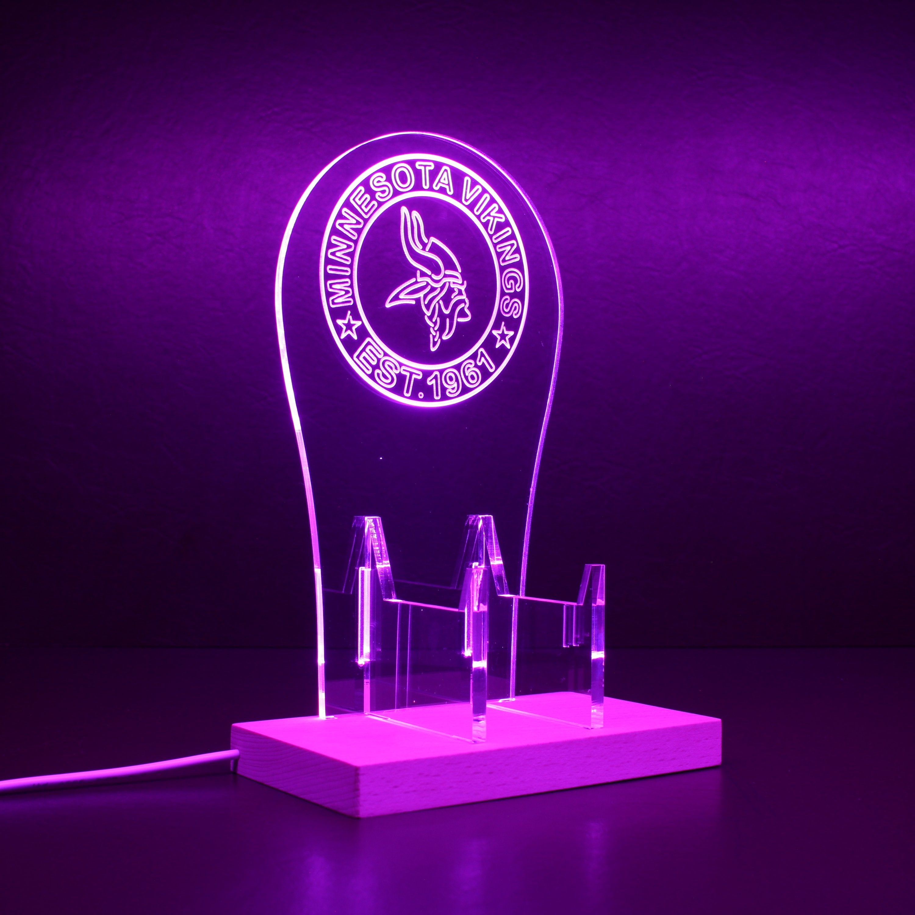 Custom Your Sport Team Minnesota Vikings Est. 1961 RGB LED Gaming Headset Controller Stand