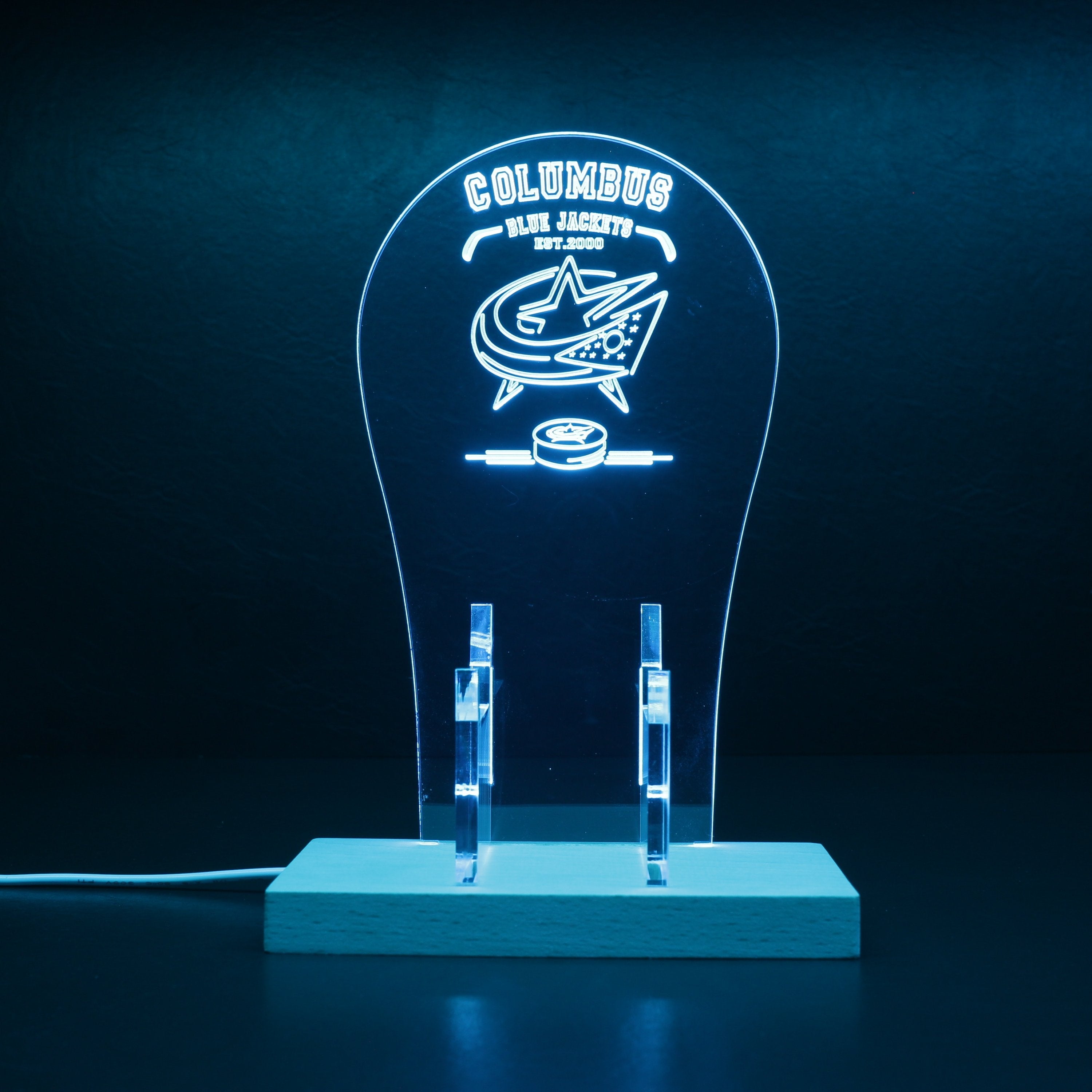 Custom Your Sport Team Columbus Blue Jackets Est. 2000 RGB LED Gaming Headset Controller Stand