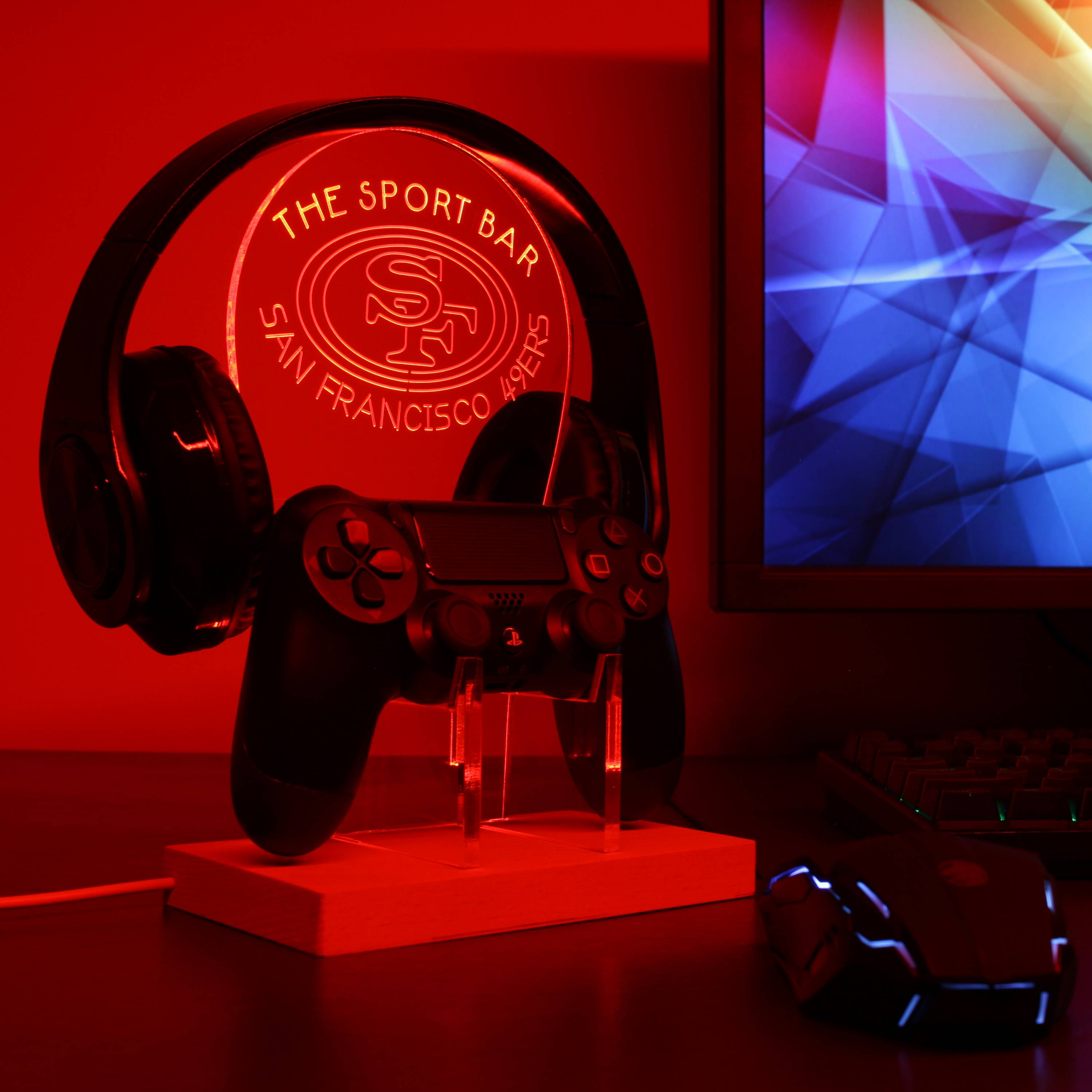 San Francisco 49ers Personalized RGB LED Gaming Headset Controller Stand