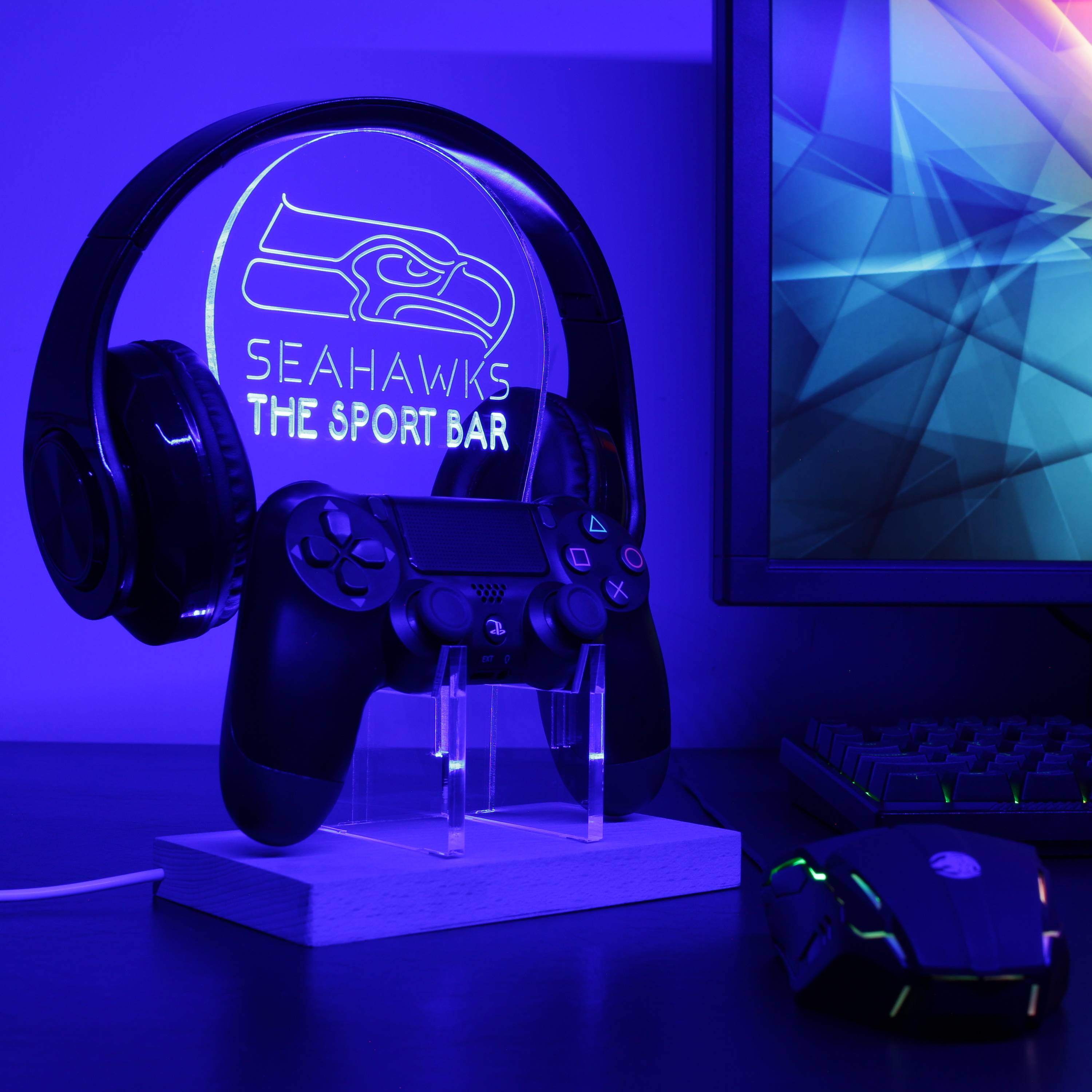 Seattle Seahawks Personalized RGB LED Gaming Headset Controller Stand