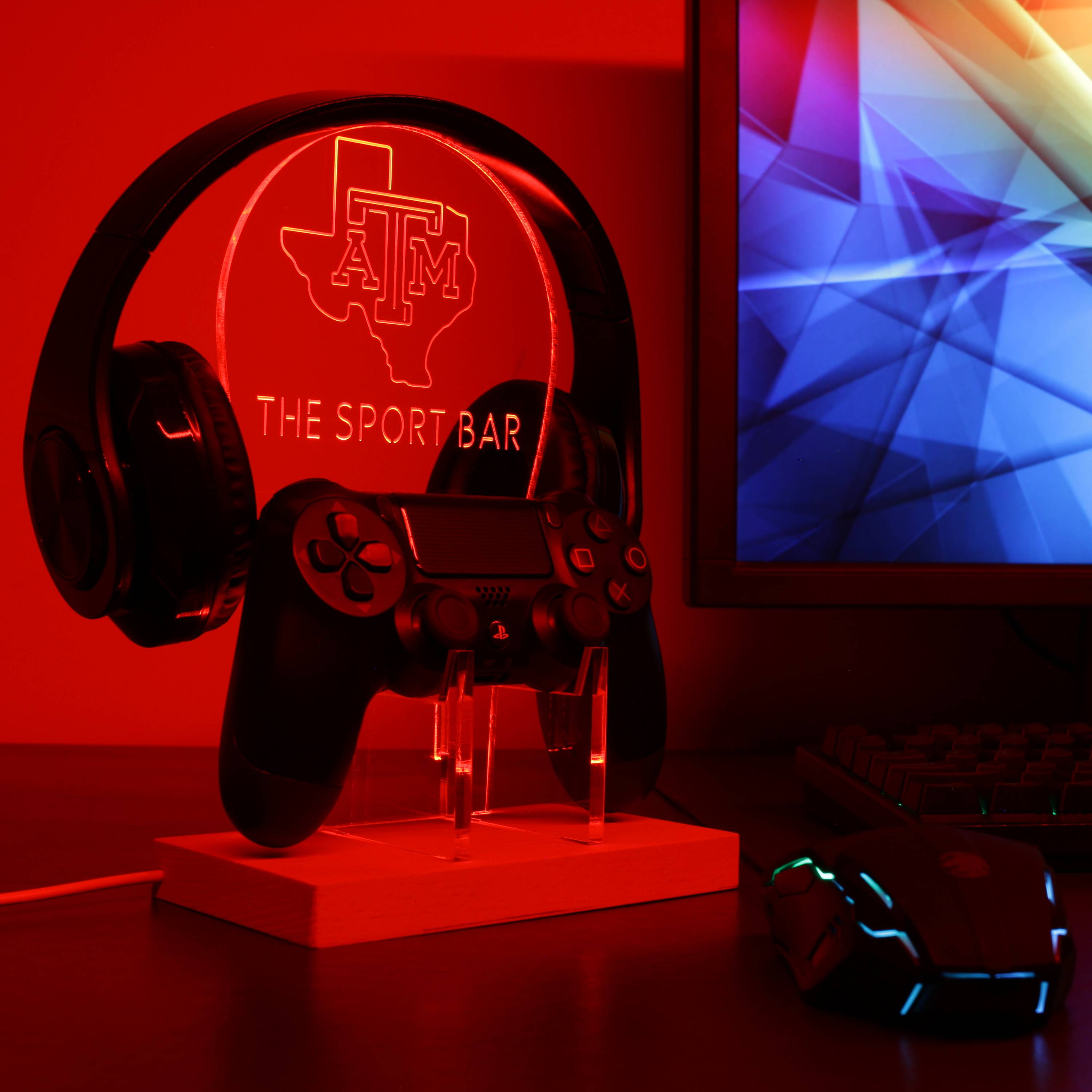 Texas A&M Aggies Personalized RGB LED Gaming Headset Controller Stand