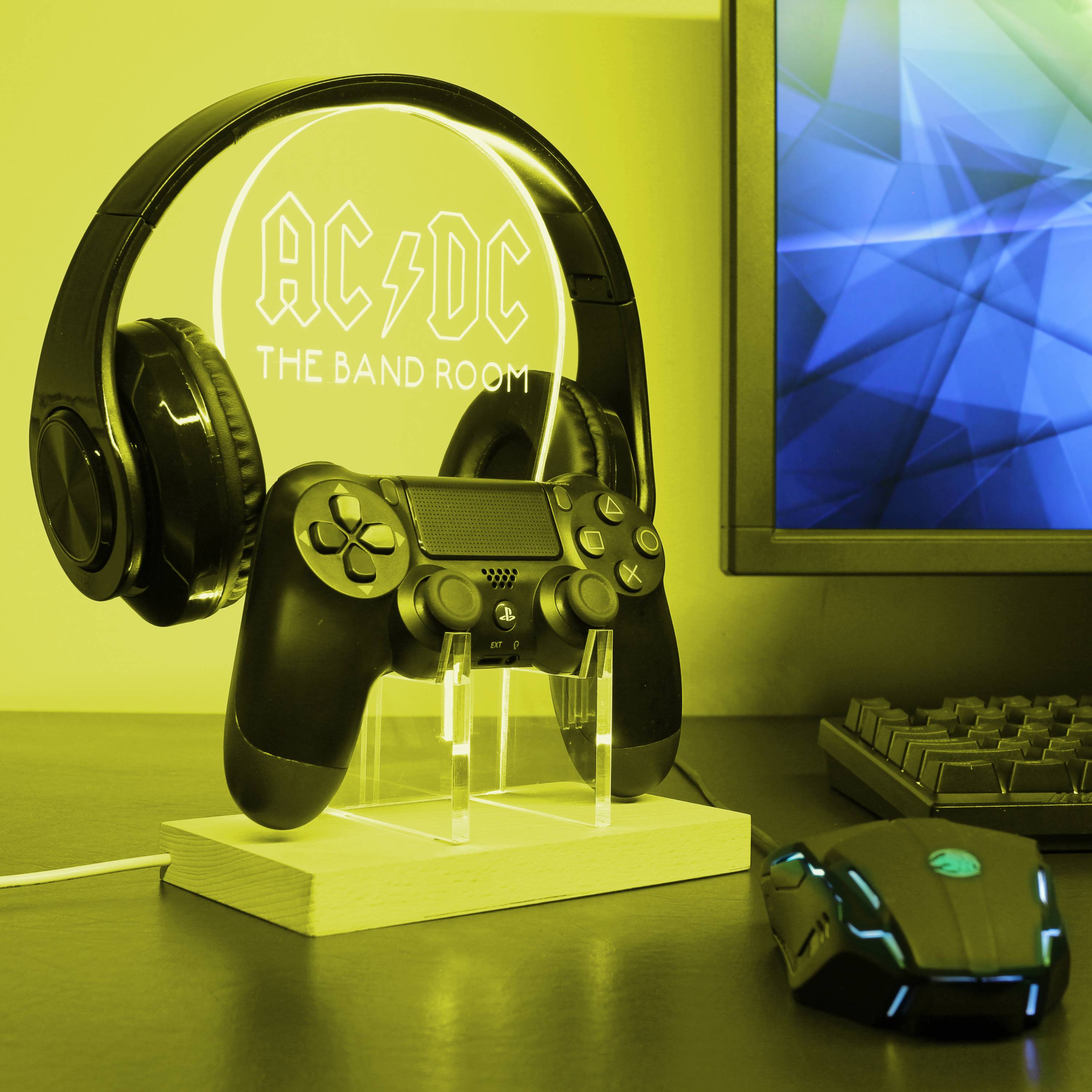 ACDC Band Music Club Custom RGB LED Gaming Headset Controller Stand