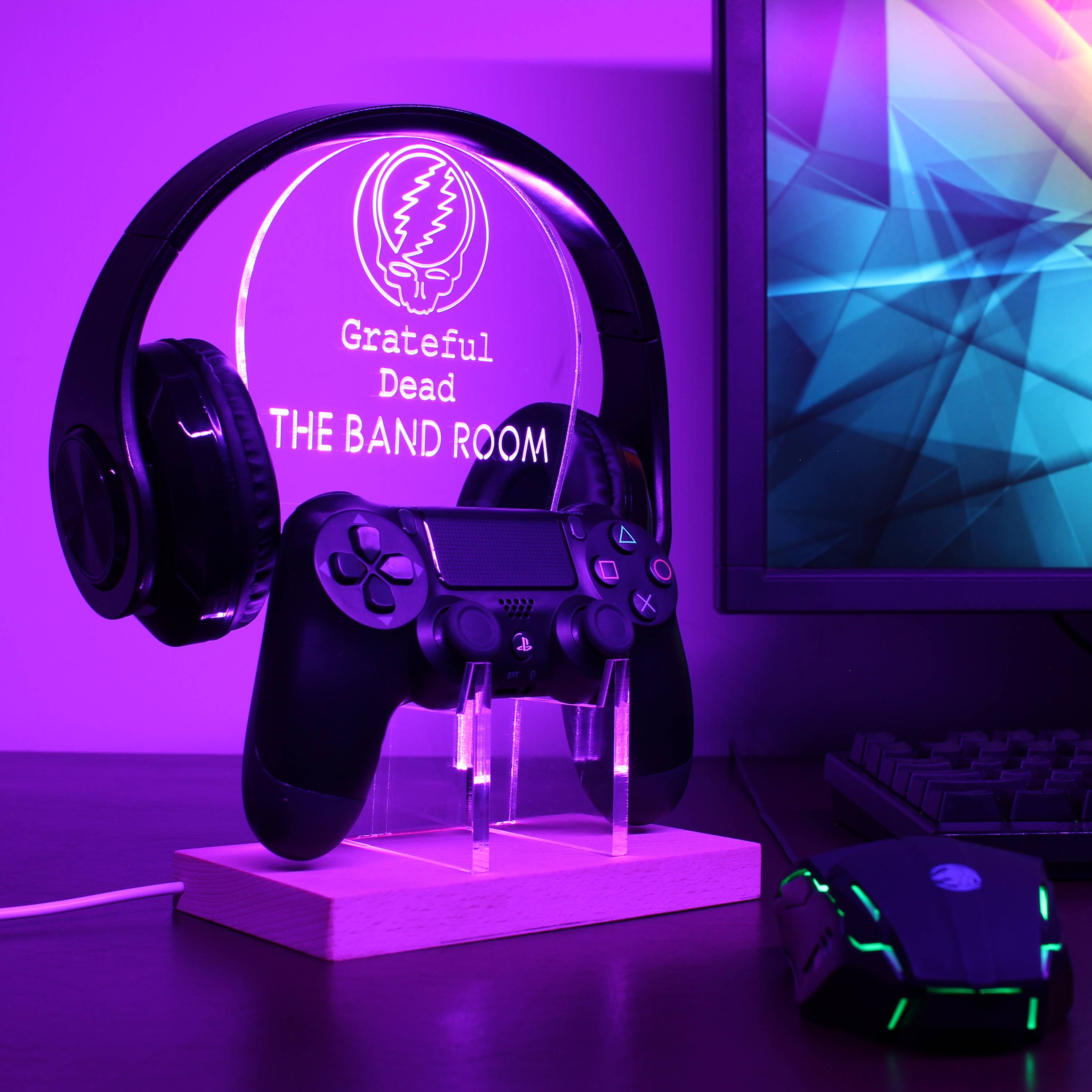 Grateful Dead Custom RGB LED Gaming Headset Controller Stand