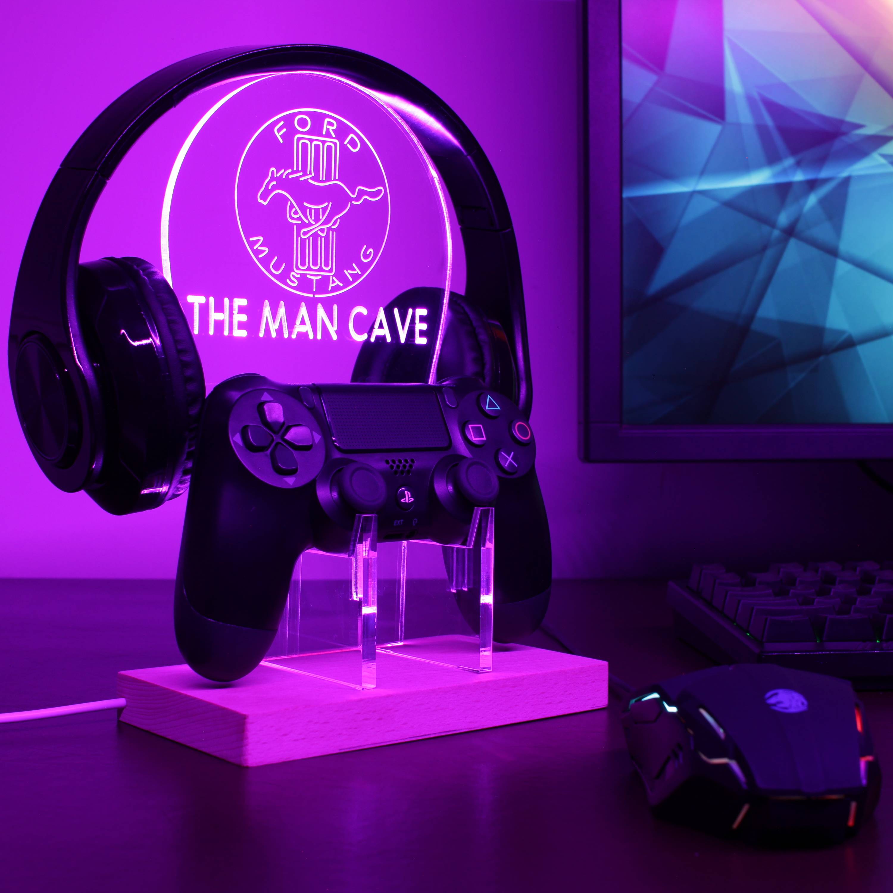 Ford Mustang Custom RGB LED Gaming Headset Controller Stand