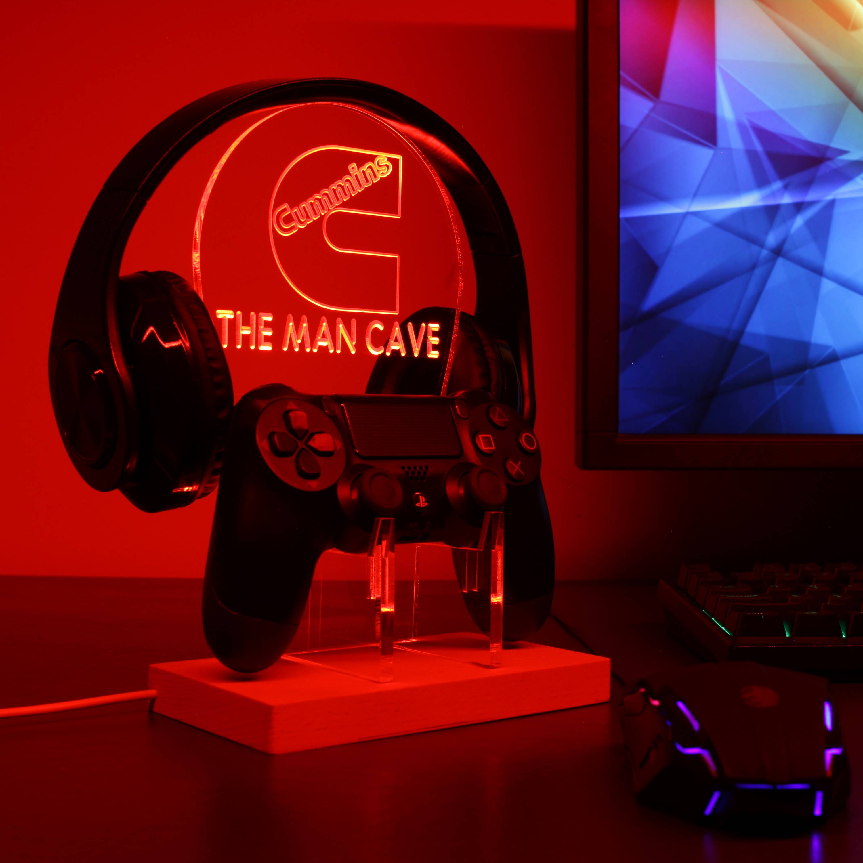 Cummins Truck Custom Personalized RGB LED Gaming Headset Controller Stand
