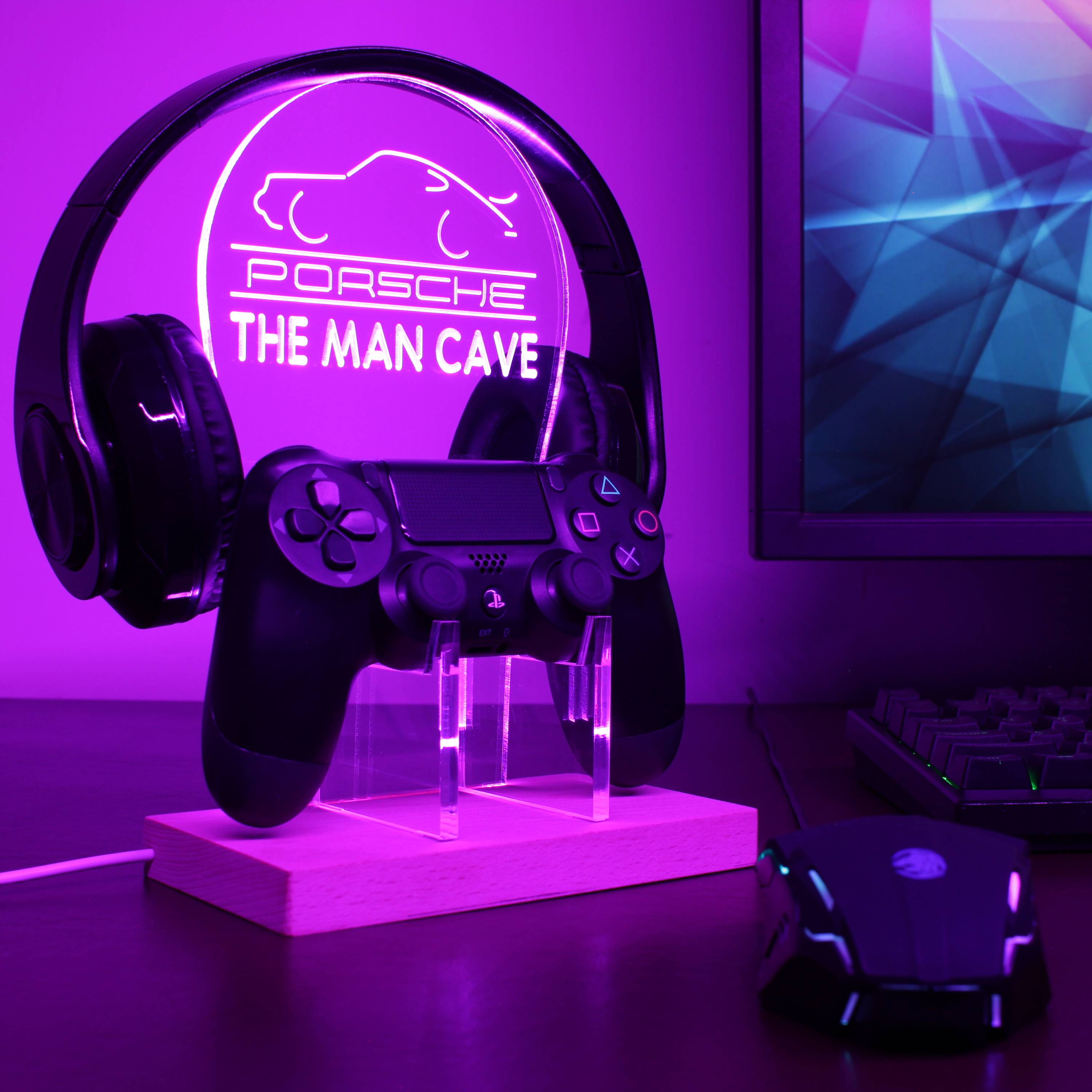 Personalized Porsche Car LED Gaming Headset Controller Stand