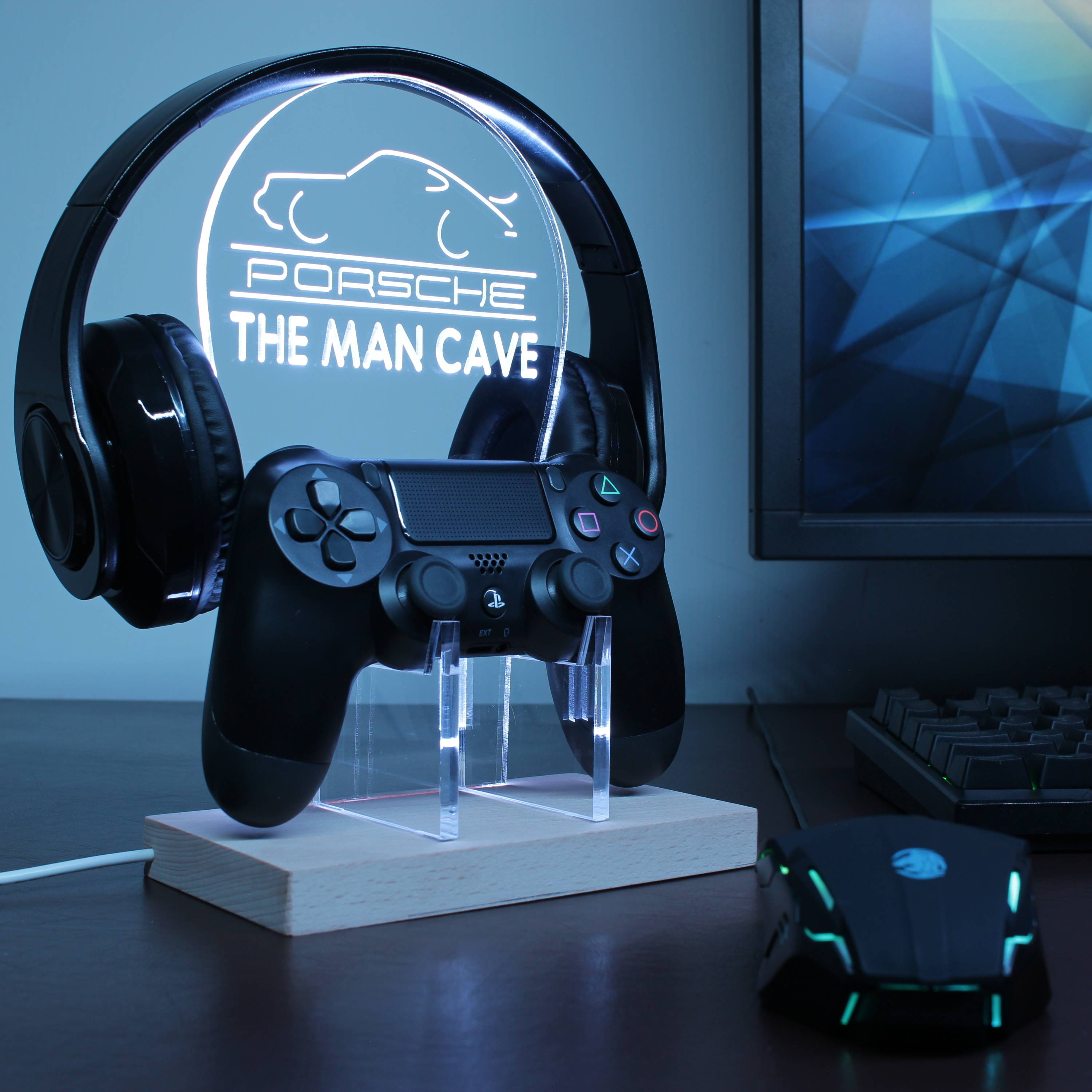 Personalized Porsche Car LED Gaming Headset Controller Stand
